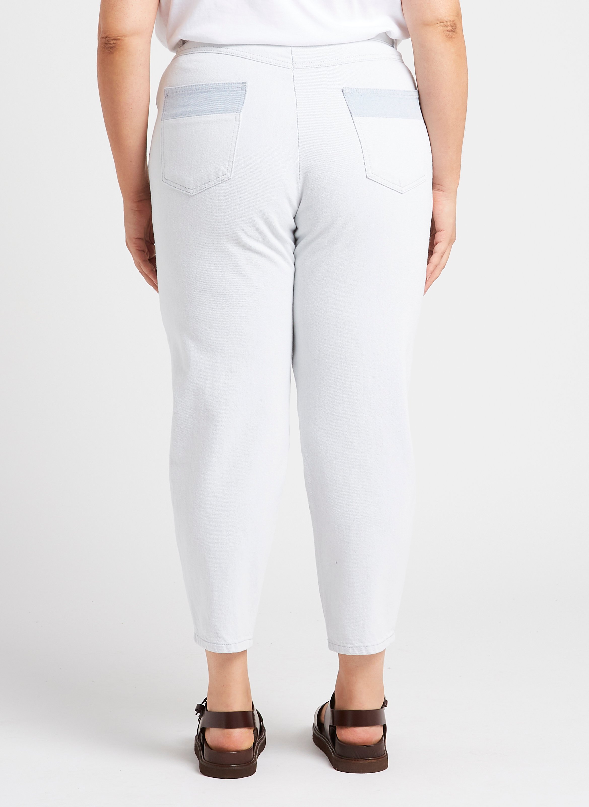 Jean carotte plissé au bas en coton PERSONA by Marina Rinaldi Bleu