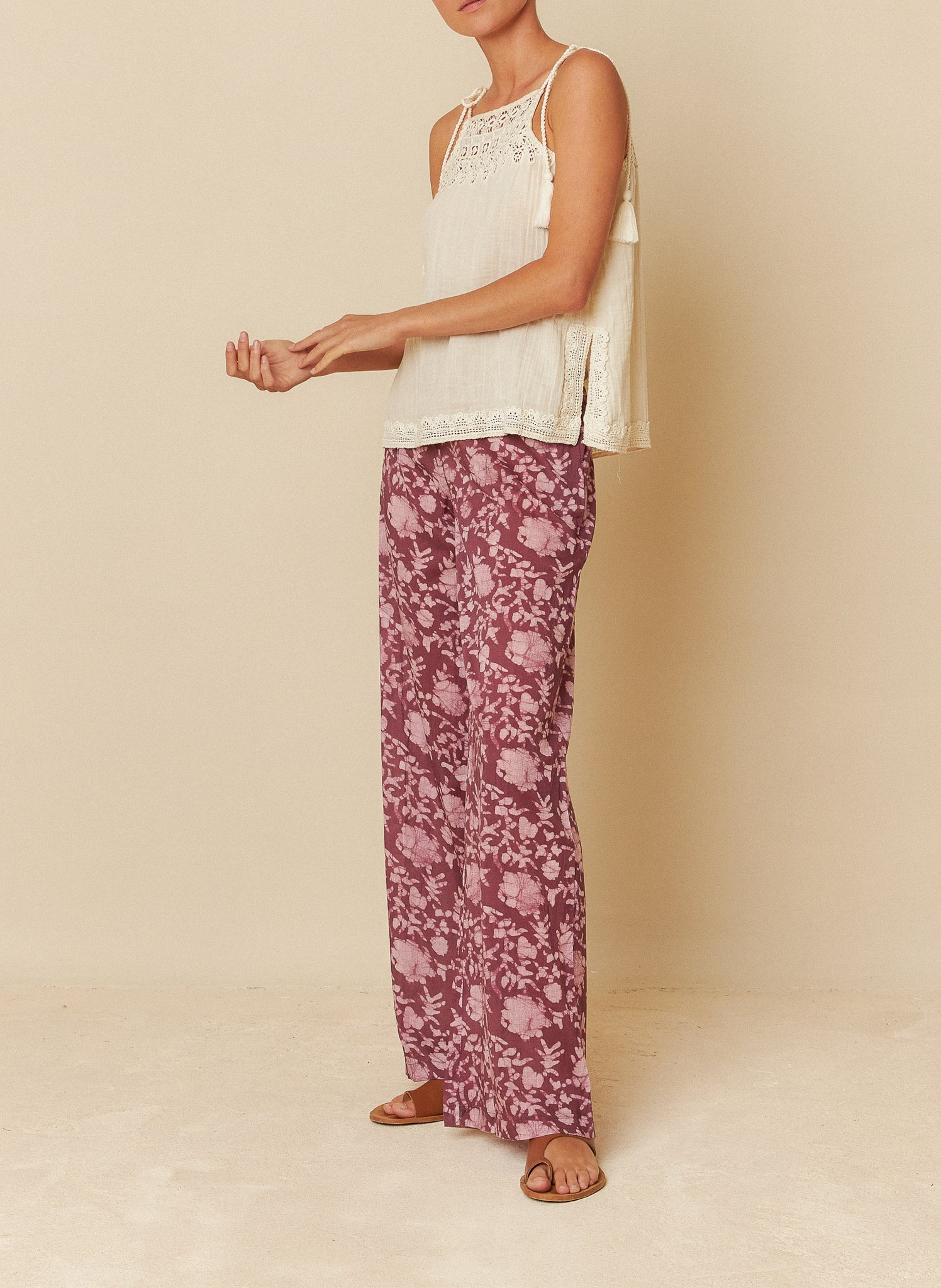 Round-neck cotton blouse INDI & COLD Beige