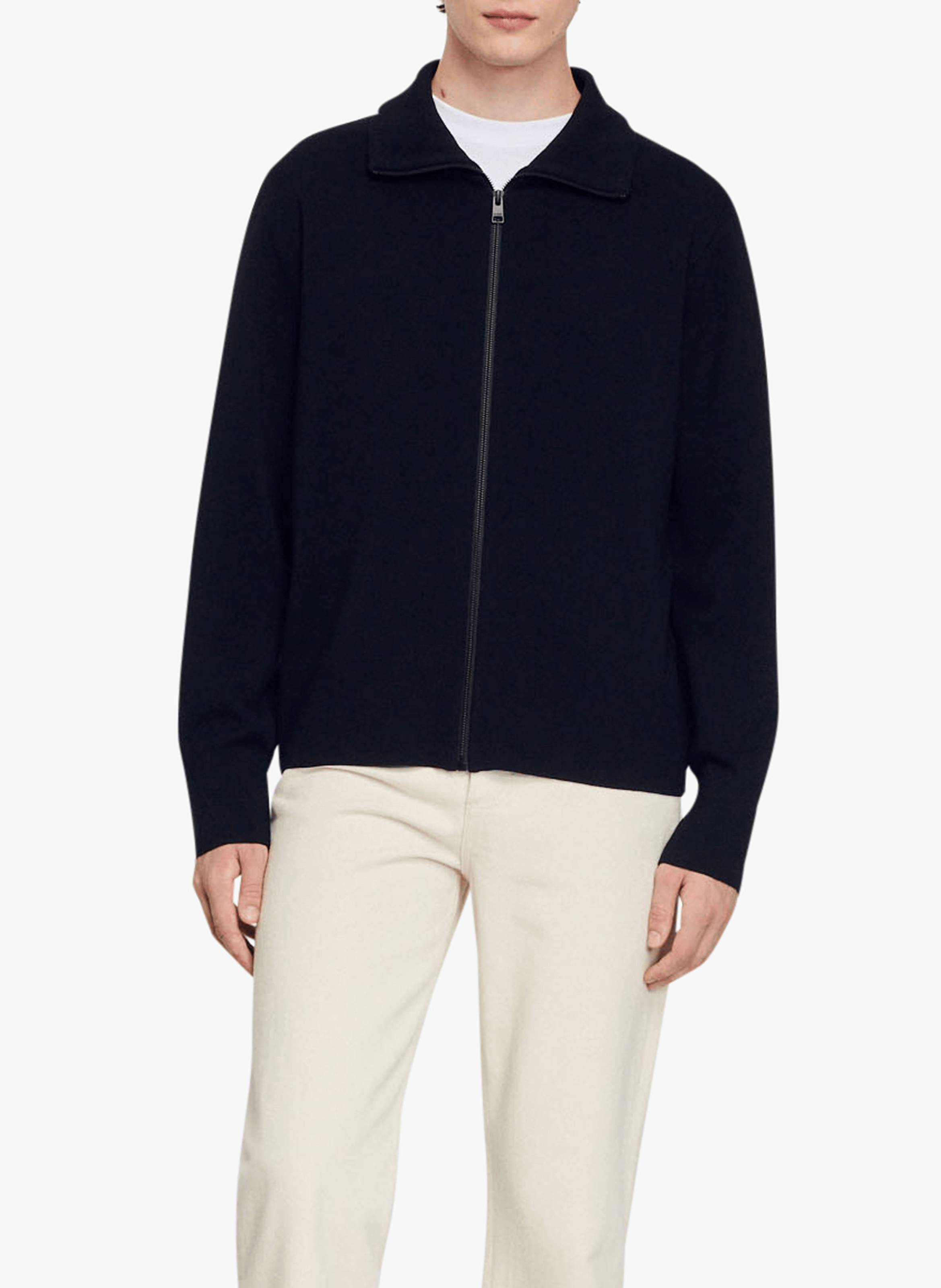 Gilet zippé en laine mélangée SANDRO Noir