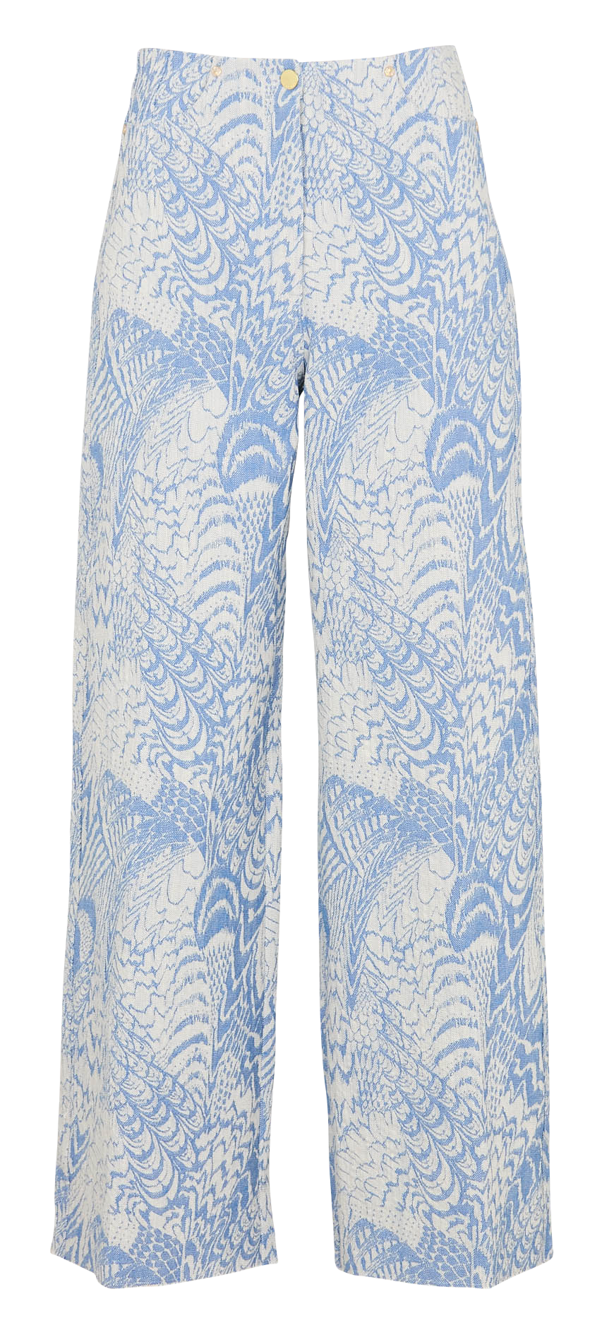 Weiter Jacquard-Jeans aus Baumwollmischung Blau