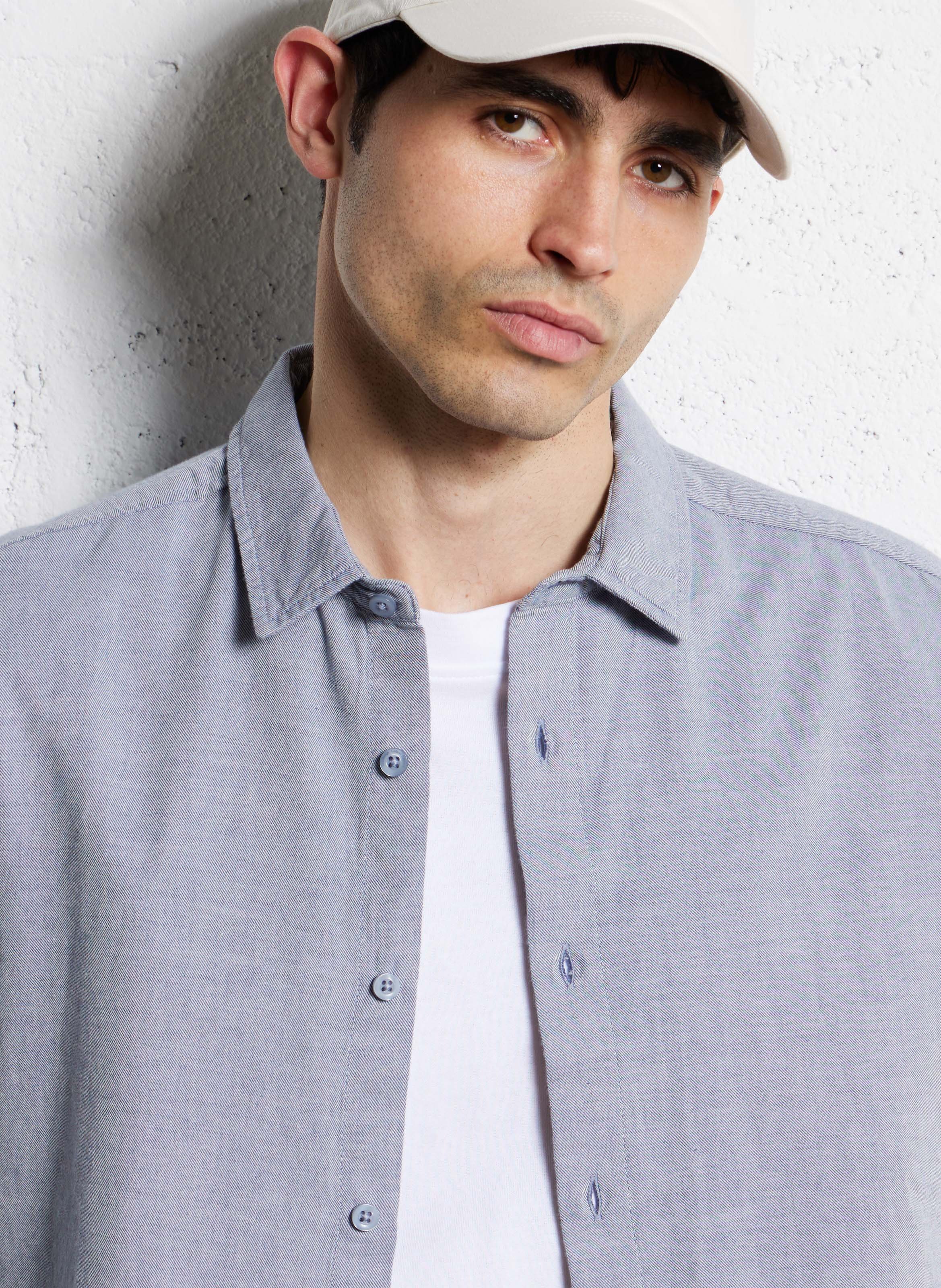 Chemise droite col classique en coton bio KNOWLEDGE COTTON APPAREL Bleu