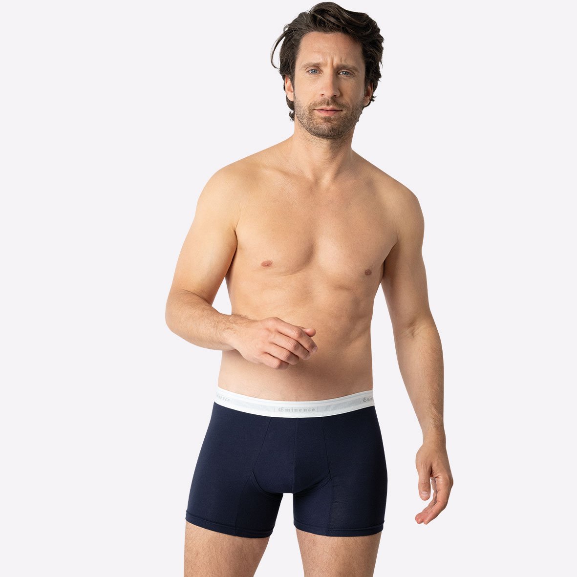 Set of 2 men's organic cotton tailor boxers by Eminence. EMINENCE Blue