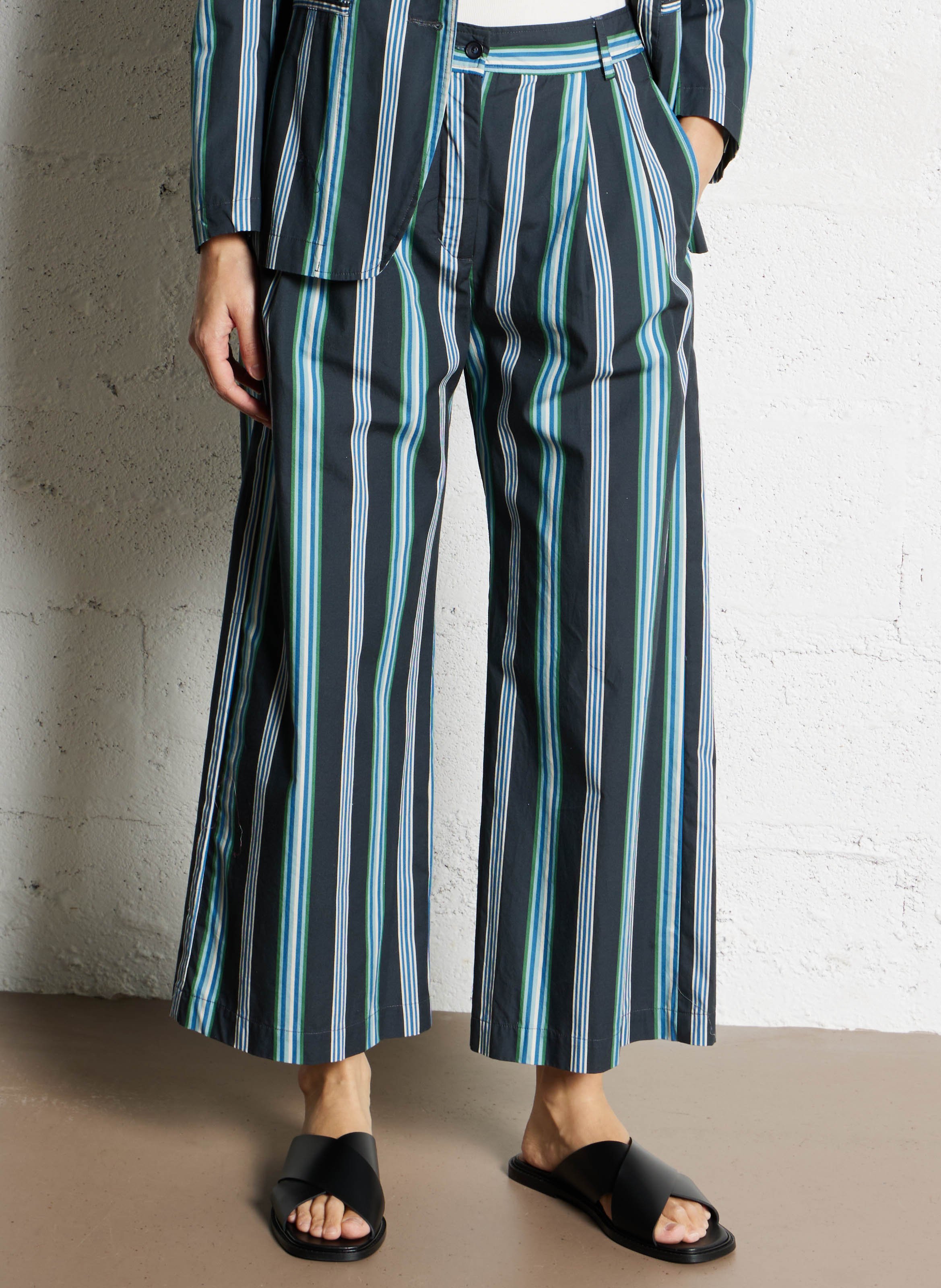 Cotton high-waisted pants DIEGA Blue