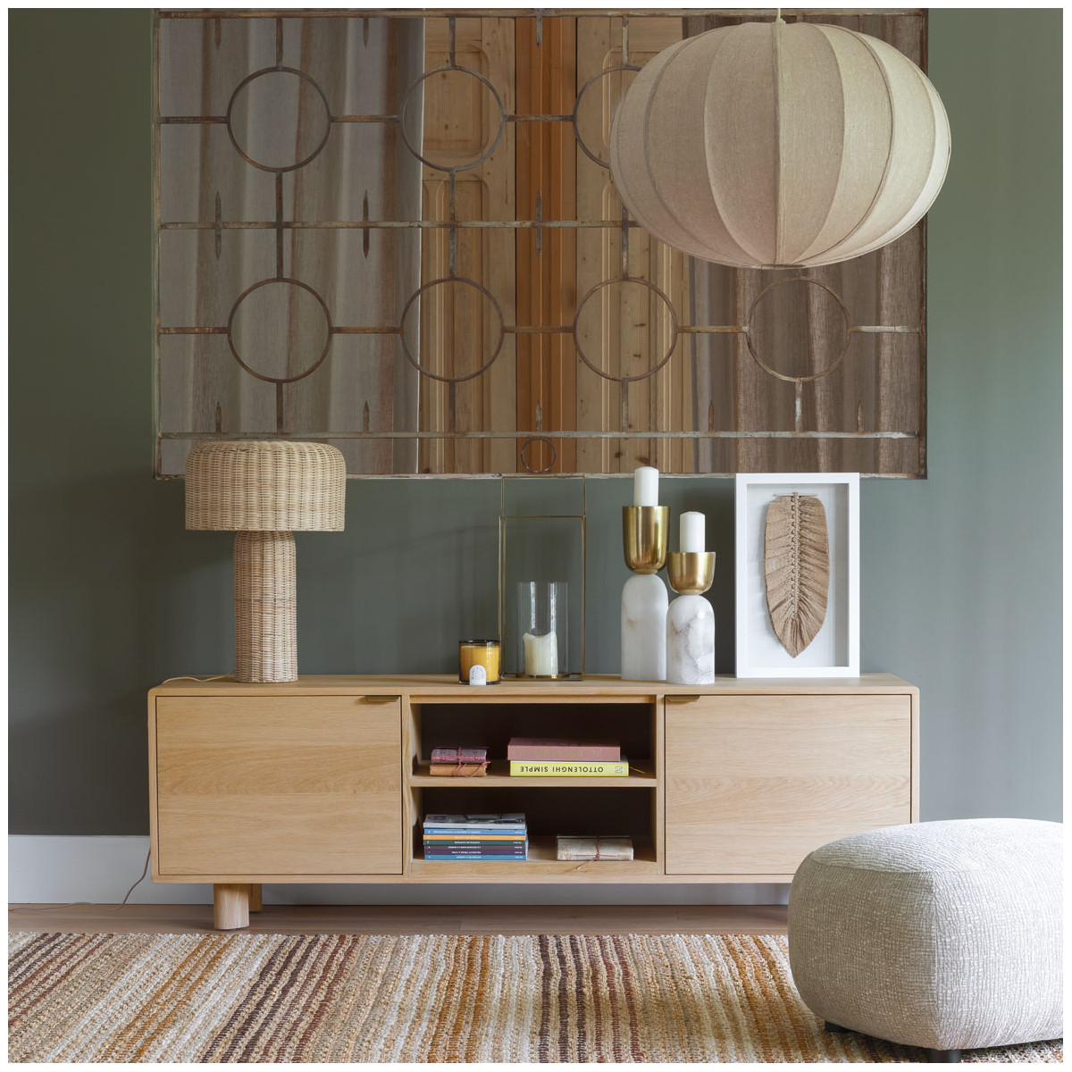 Jute and cotton rug BLANC D'IVOIRE Multicolored