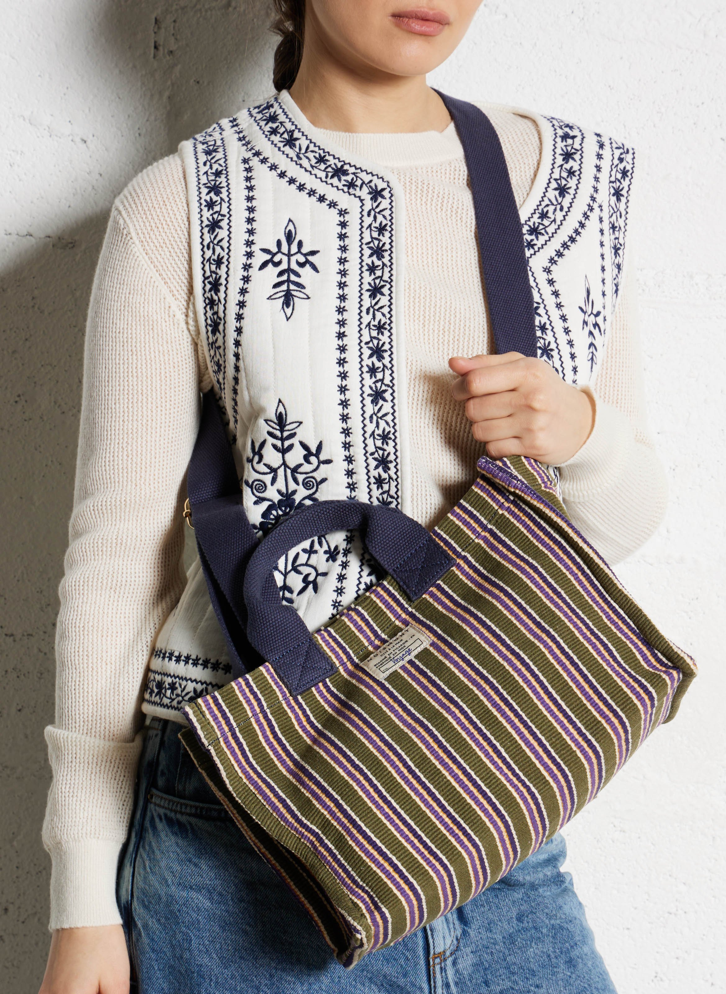 Mini cabas en coton MOISMONT Kaki