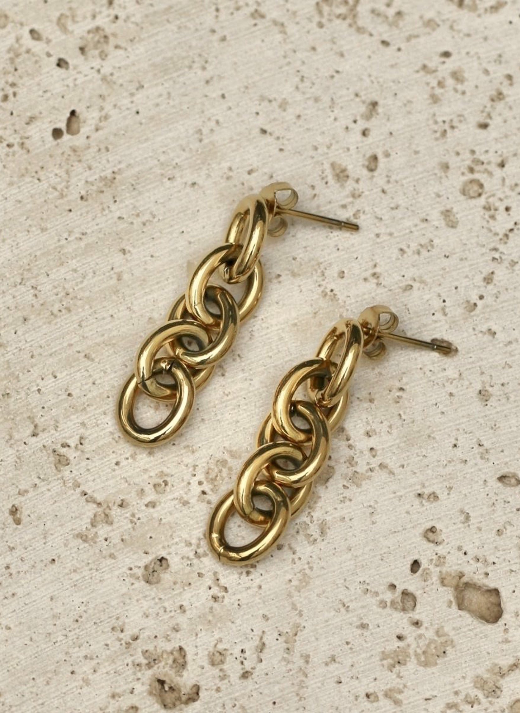 Boucles d'oreilles pendantes bootes AEC Paris Golden
