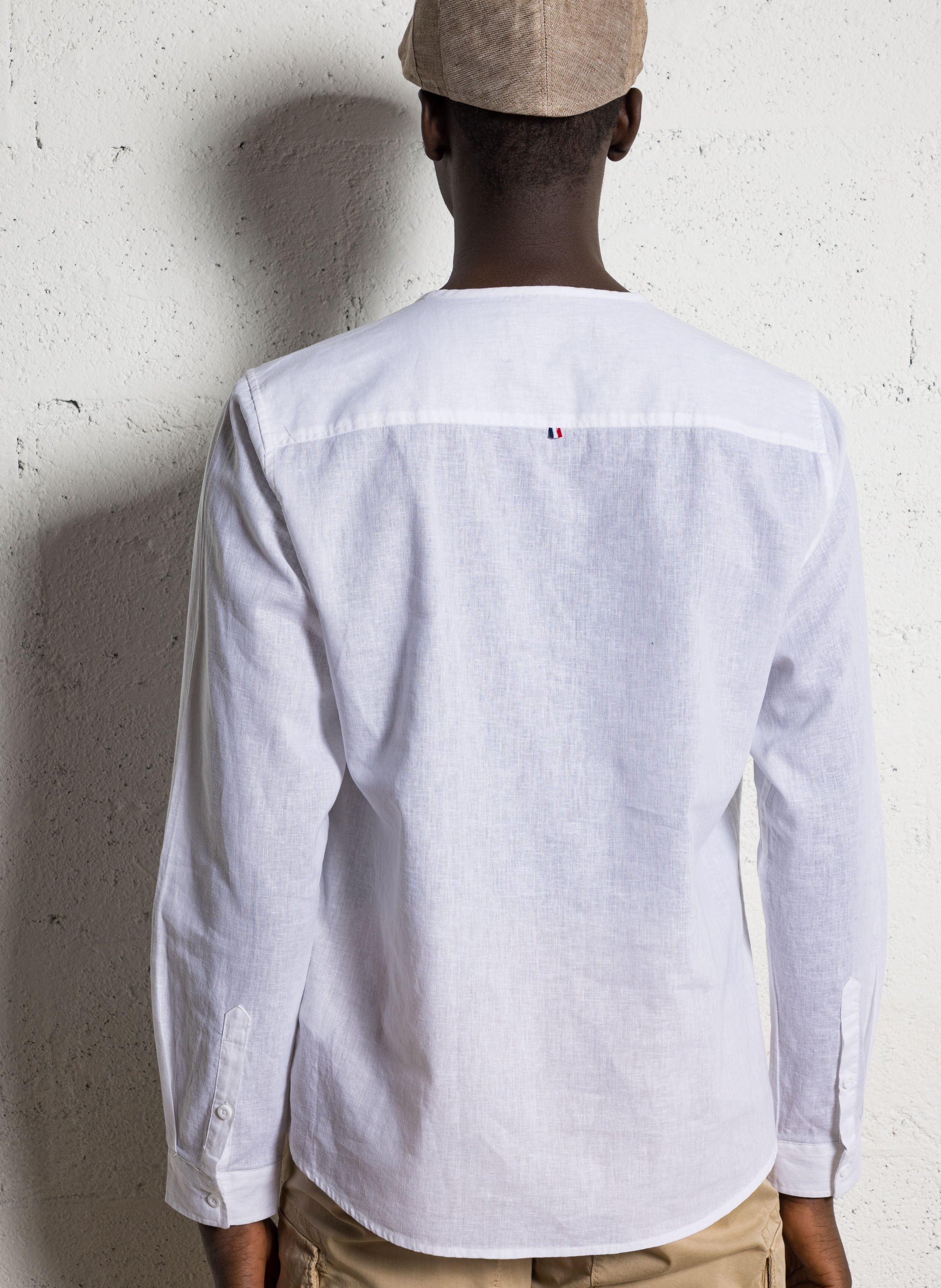 Chemise col rond en lin mélangé LE TEMPS DES CERISES Blanc