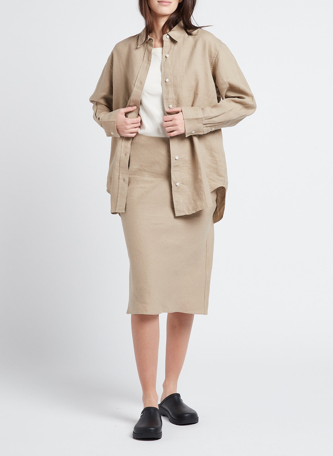 Loose-fit linen shirt SAMSOE SAMSOE Beige