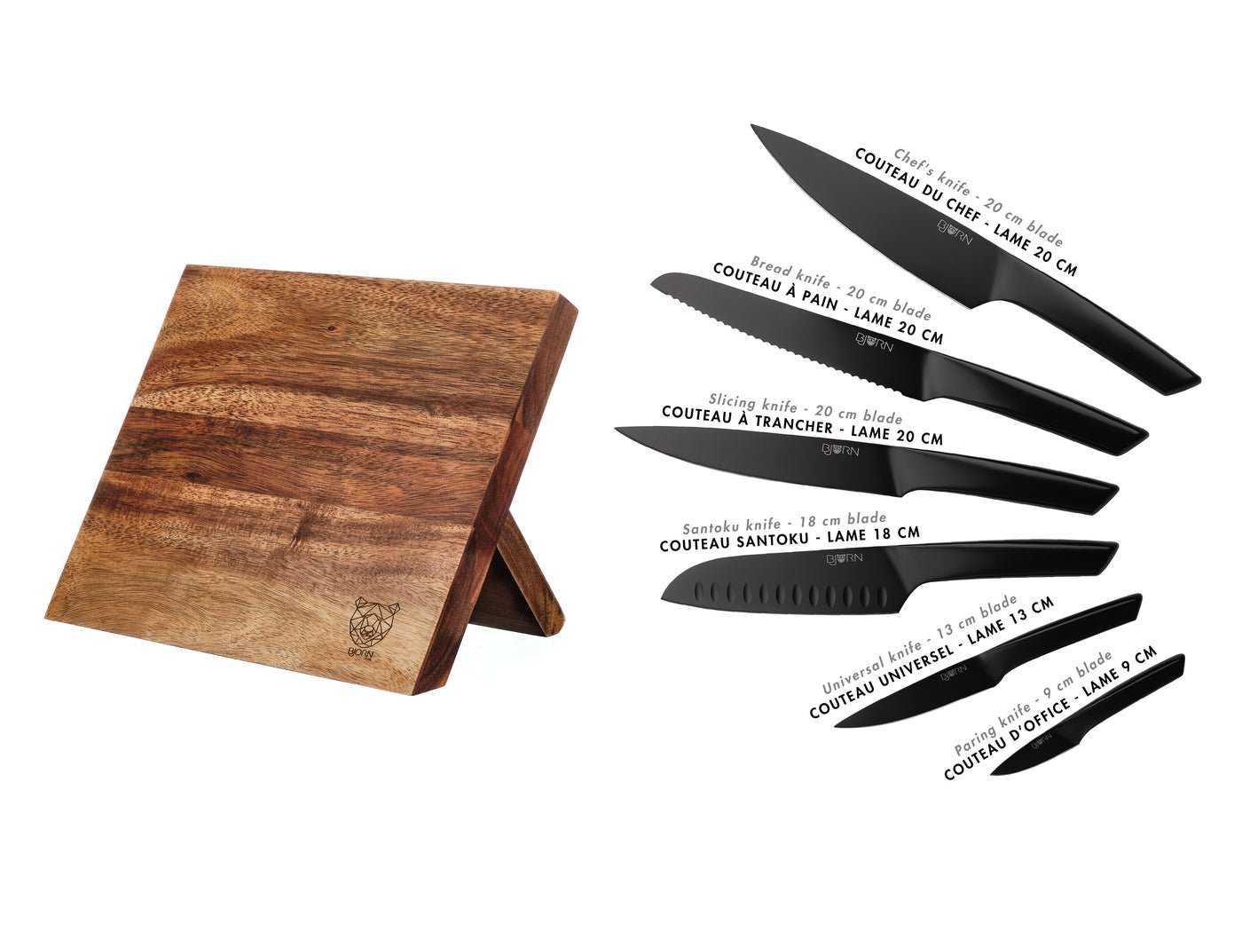Jensen Vantaa kitchen knife block - 7 pieces BJORN Black