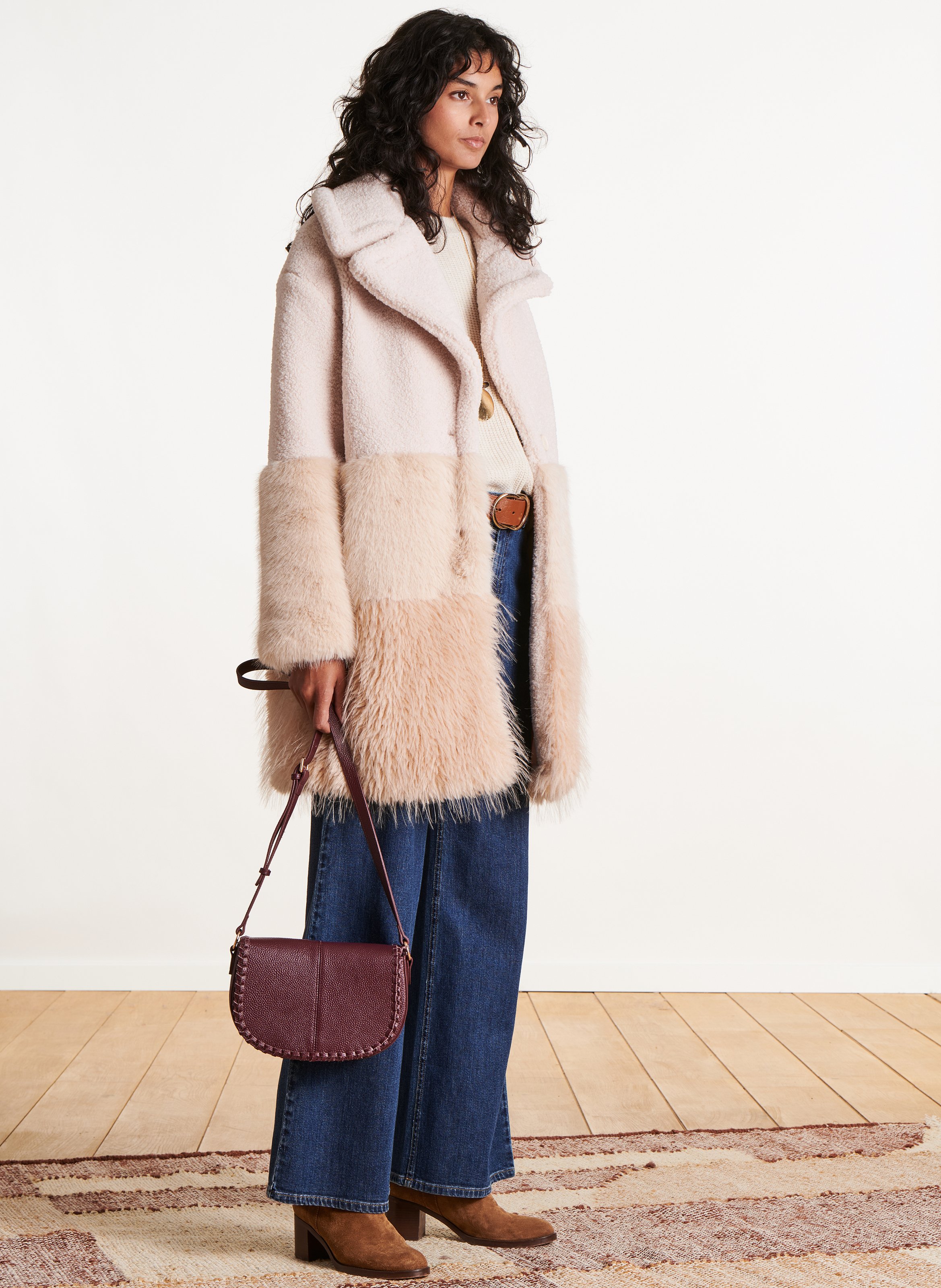 Manteau col tailleur  LA FEE MARABOUTEE Blanc