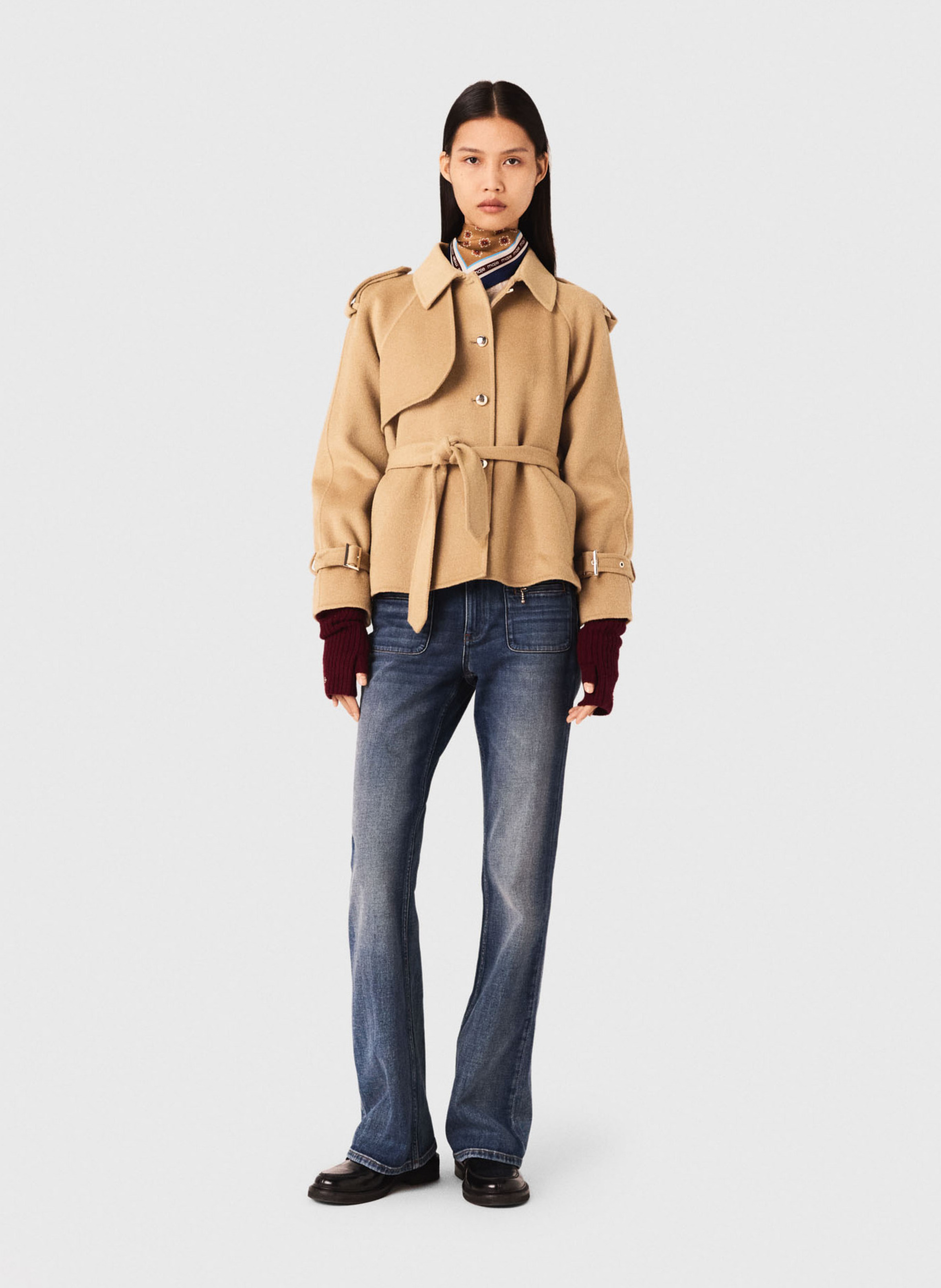 Klassischer Wollmix-Trenchcoat MAJE Braun