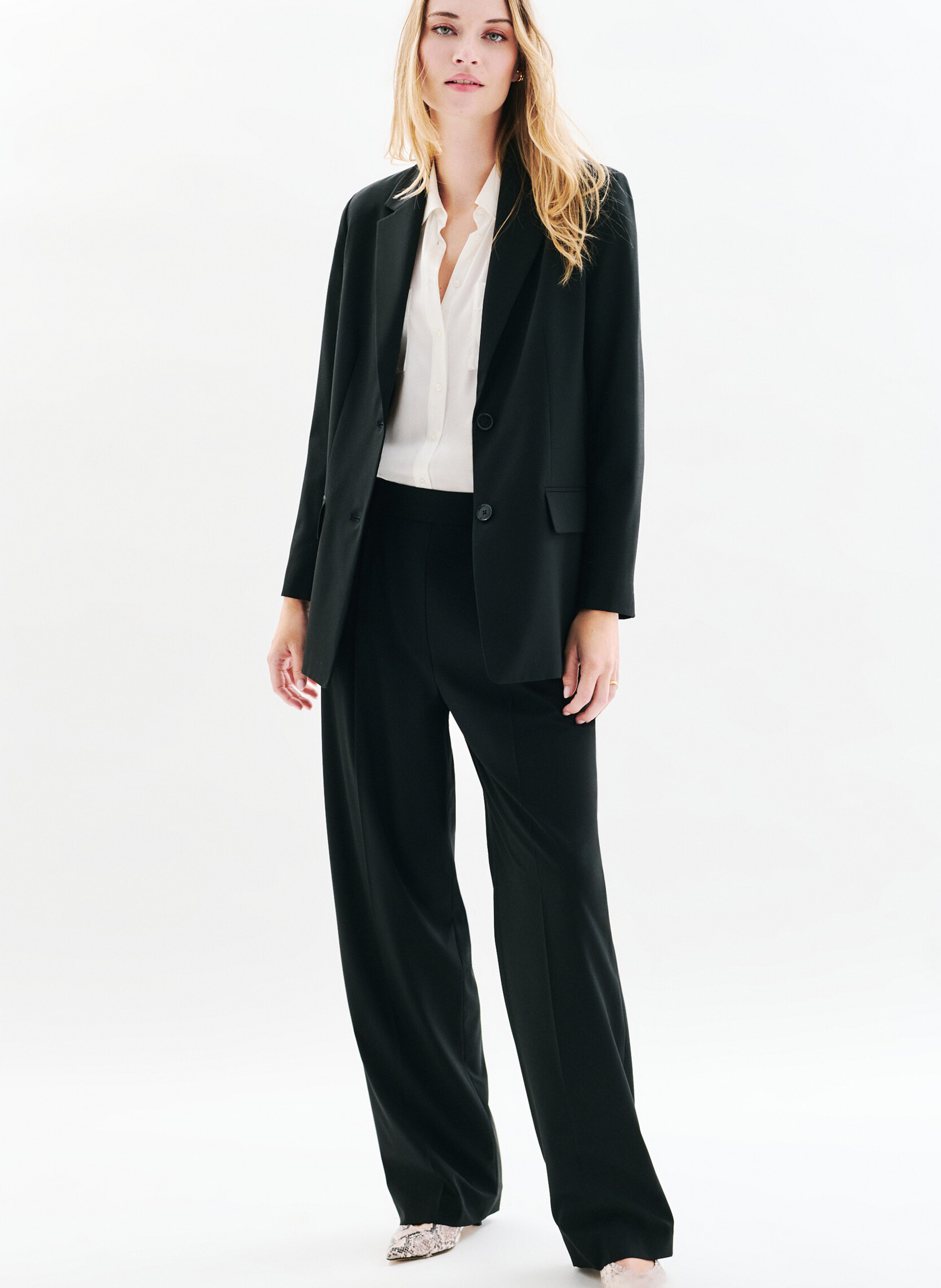 Cotton-blend cardigan with tailored collar CAROLL Black