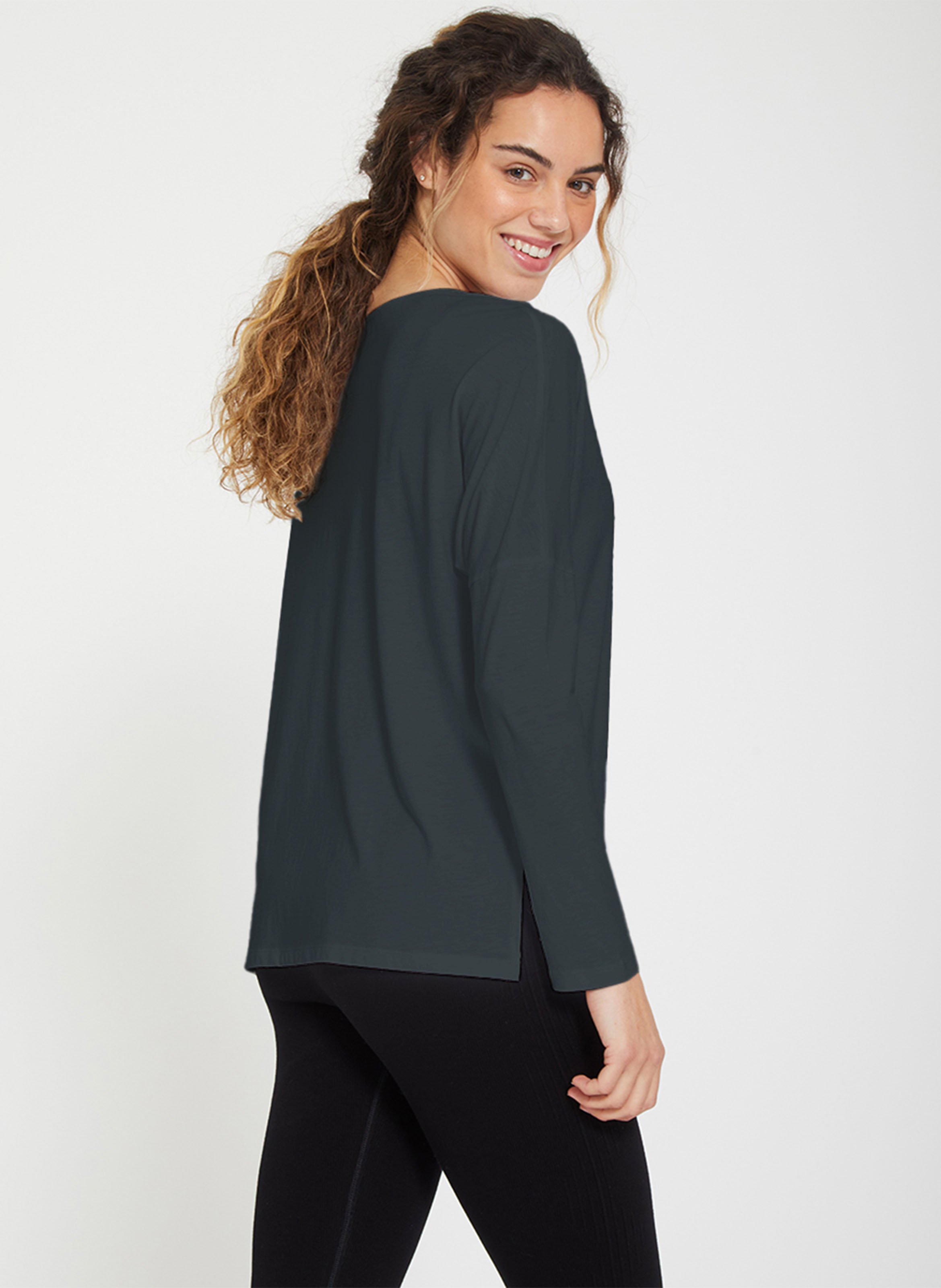 Tee-shirt ample manches longues uni YOGA SEARCHER Vert