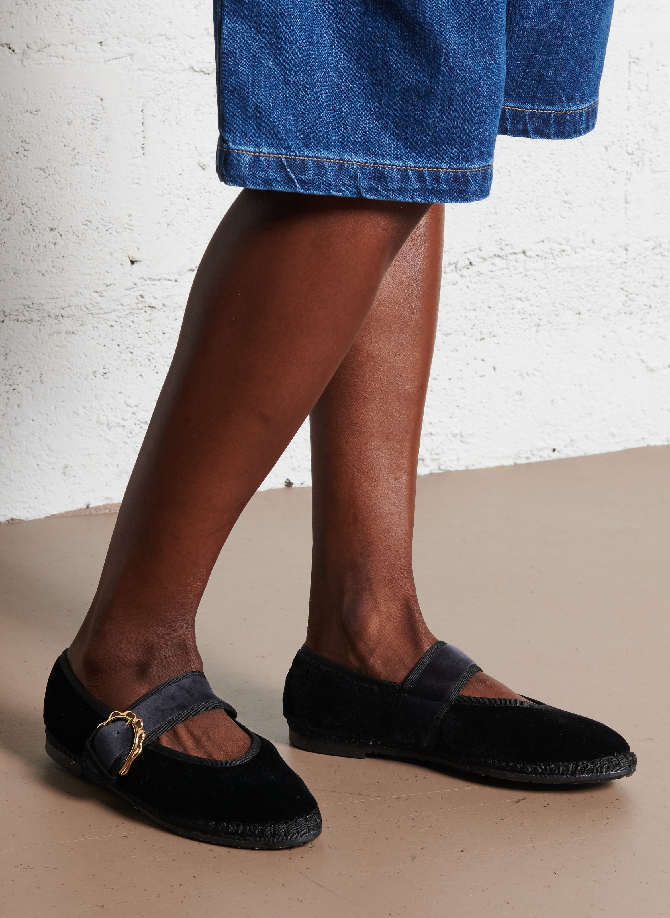 Velour ballet pumps FLABELUS Black