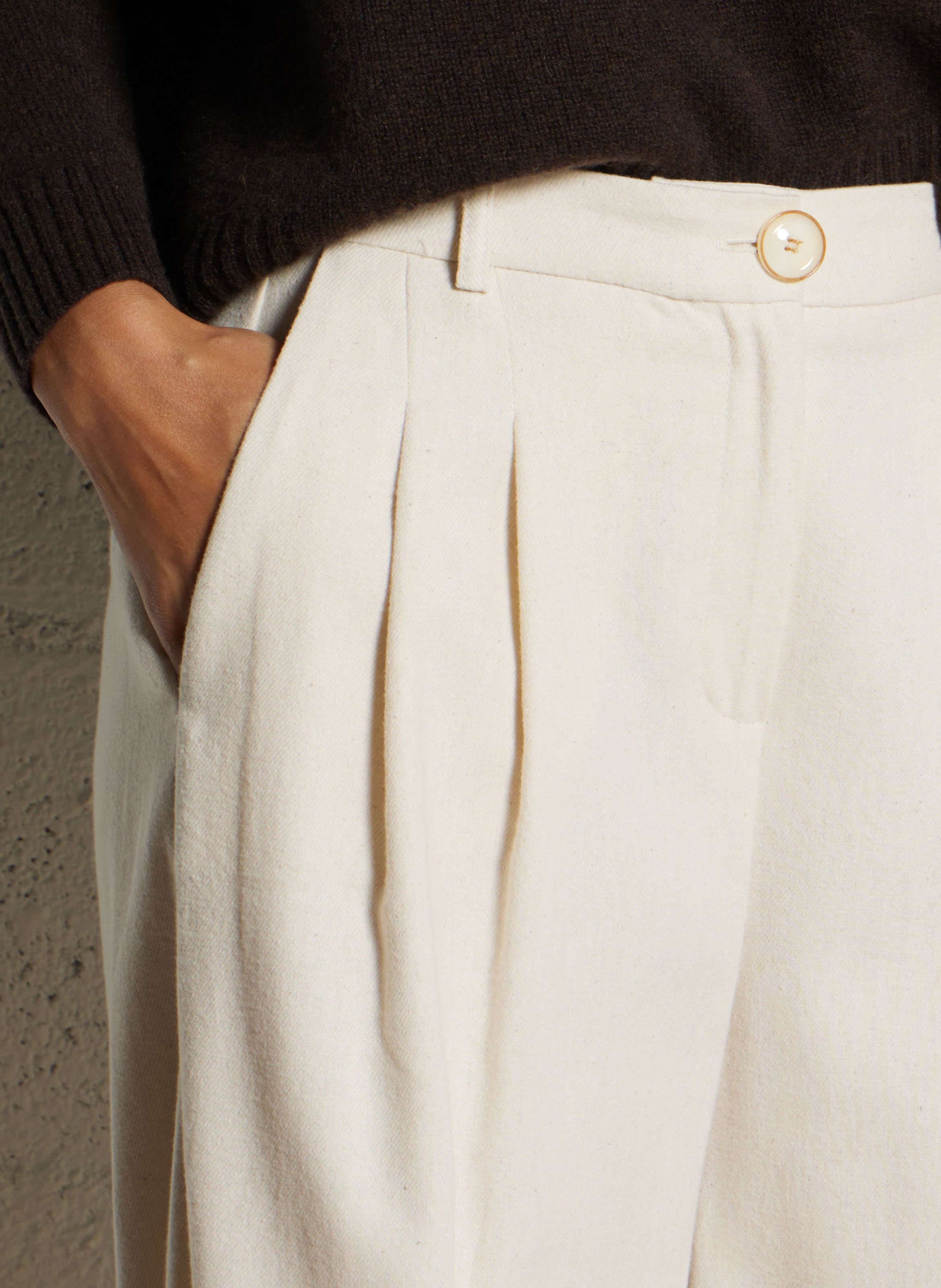 Pantalon large en coton mélangé TINSELS Blanc