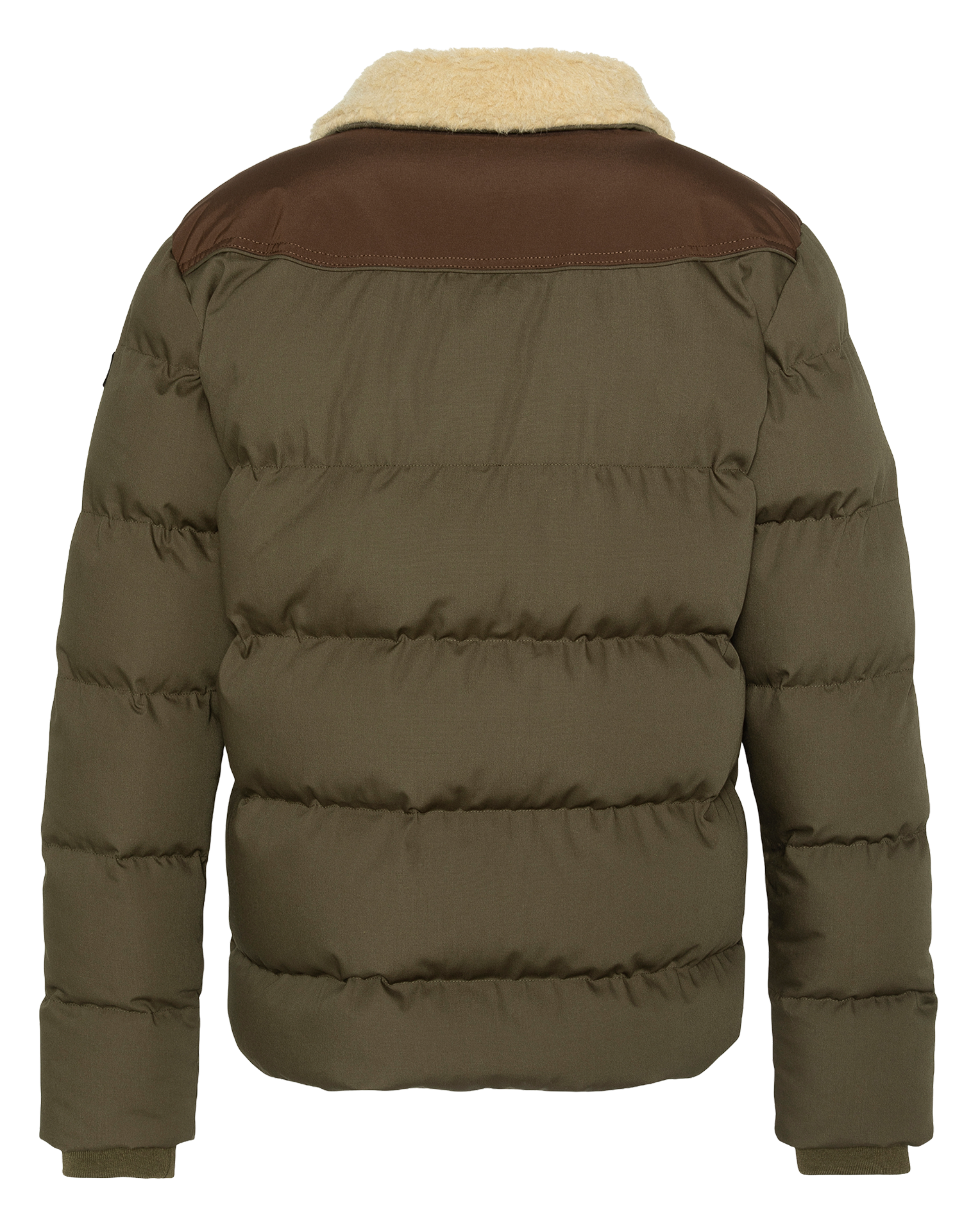 Straight classic collar puffer jacket in blended cotton SCHOTT Brown