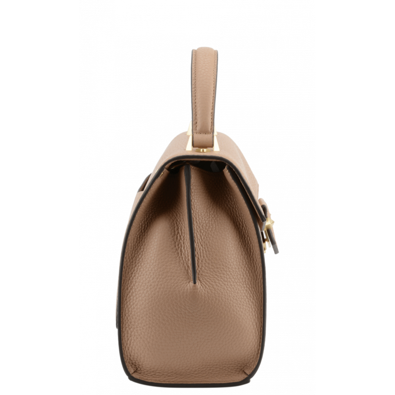 Handbag - grained calf leather POURCHET Brown