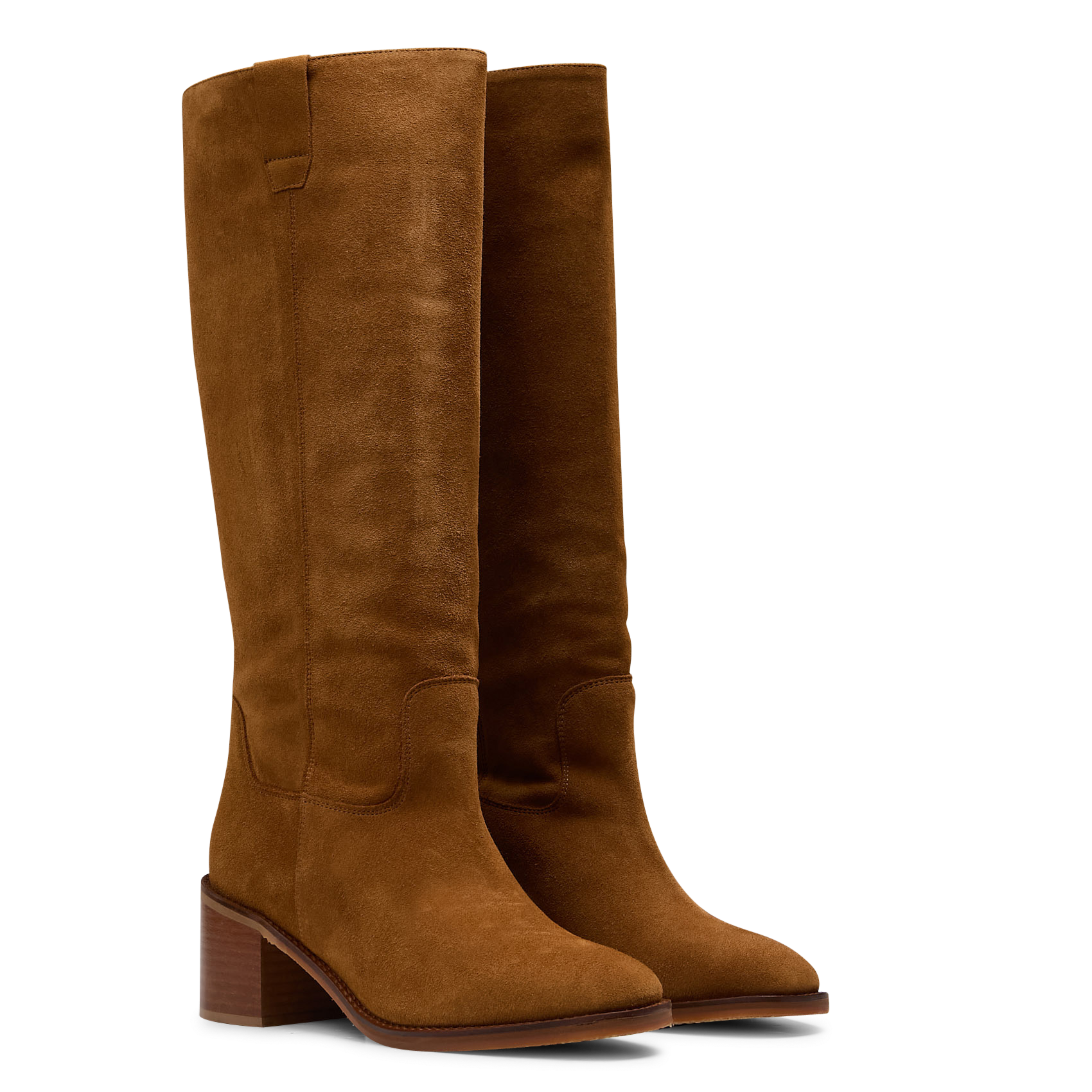 Bottes hautes unies en cuir suédé MAISON 123 Beige