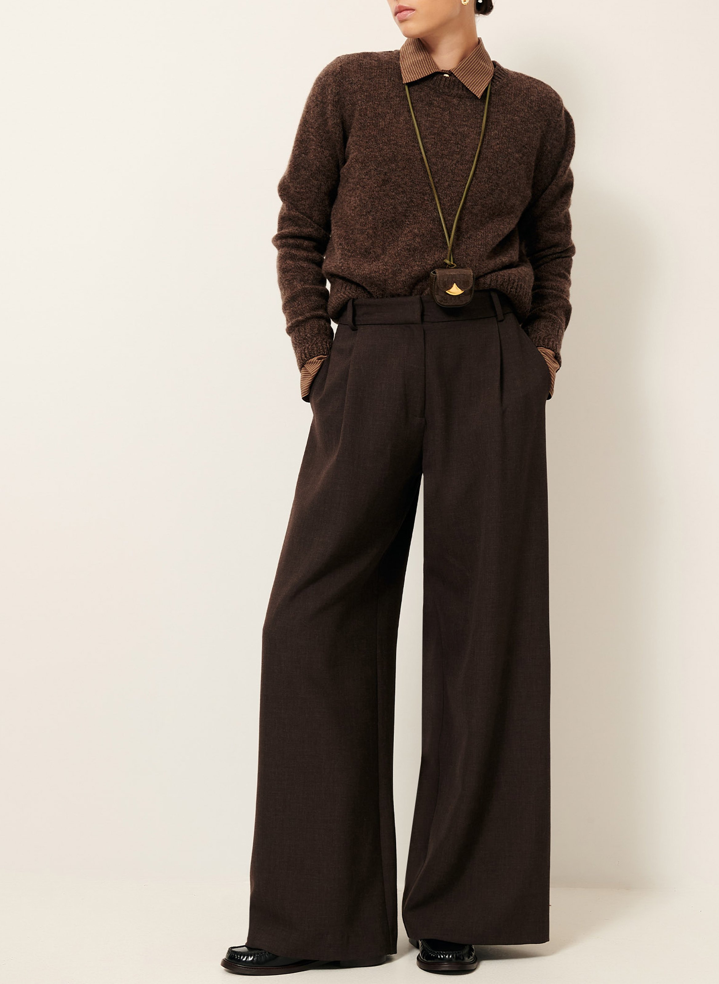 Pull droit col rond en laine mérinos SESSUN Gris