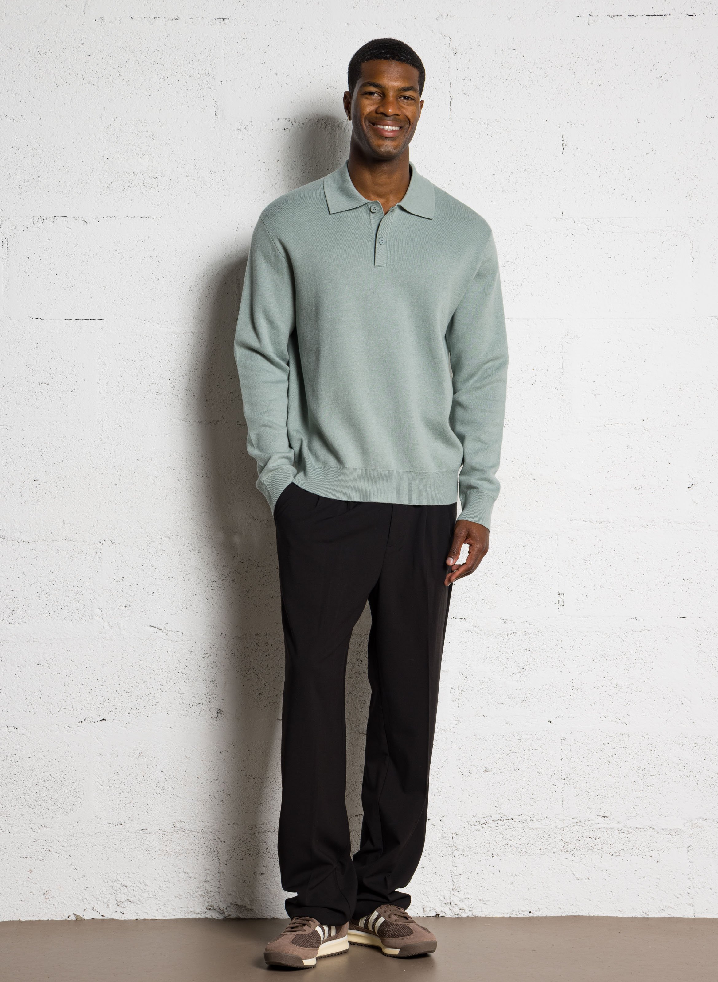 Sweat col classique en coton bio mélangé SAMSOE SAMSOE Bleu