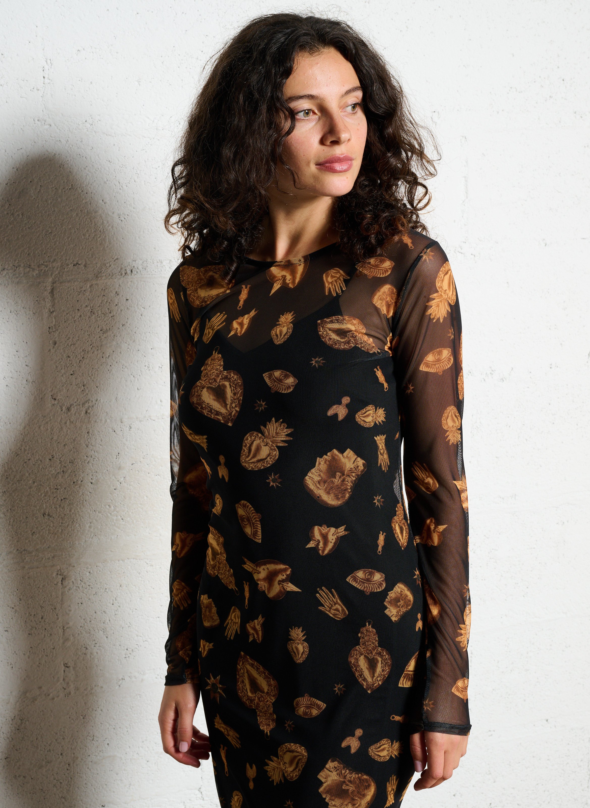 Robe longue col ro d imprimée  NEVER FULLY DRESSED Noir