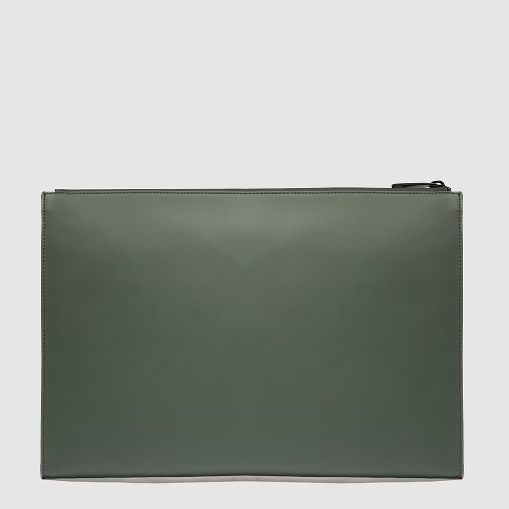 Water-repellent canvas clutch for iPad® with pocket for AirPods® PIQUADRO Green