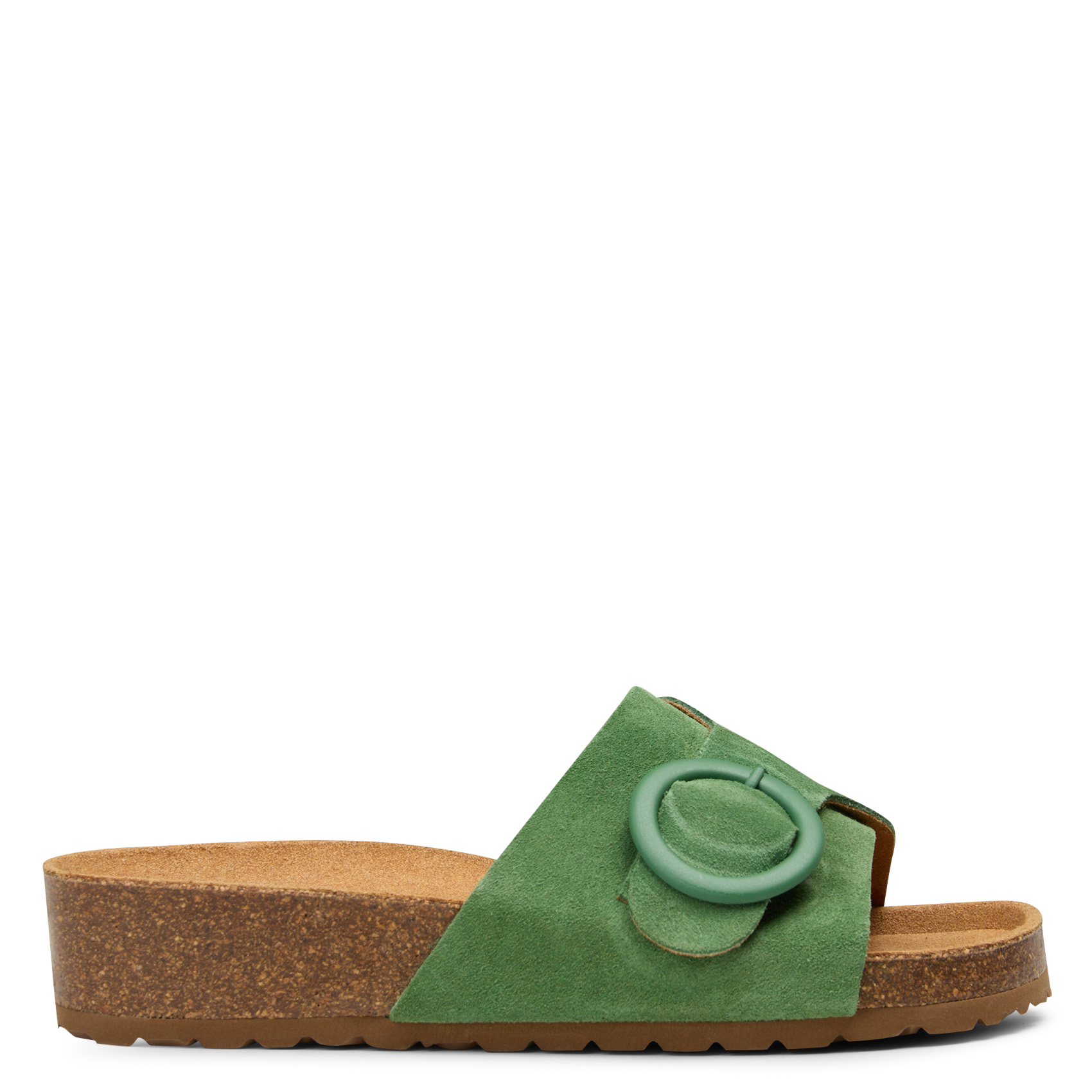 Platte, leren sandalen met gesp NICE THINGS Groen