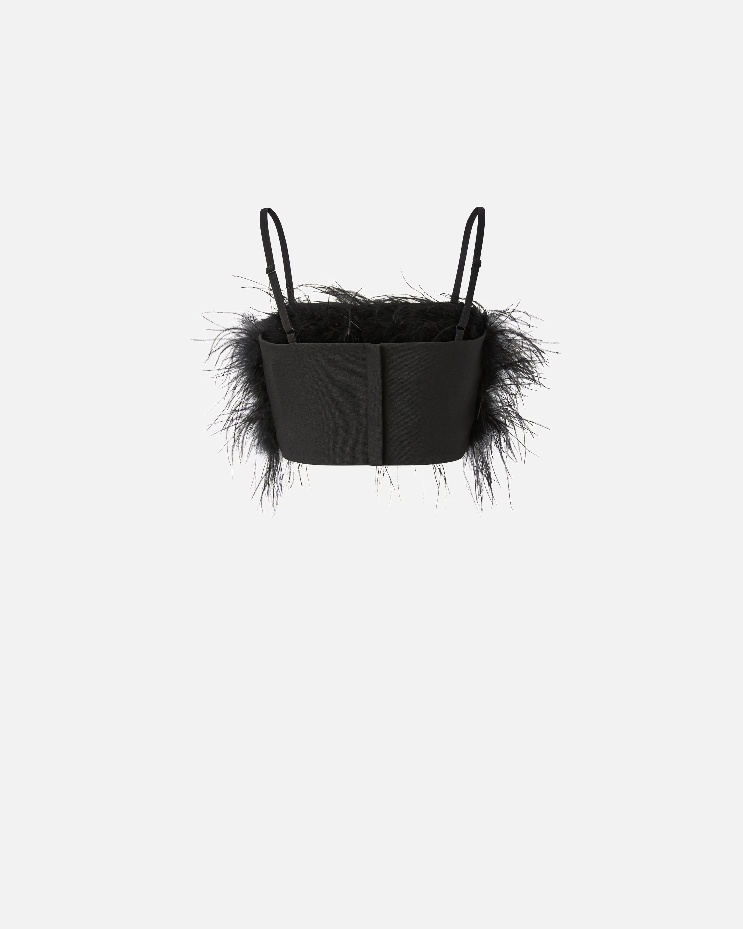 Crop top with feathers PINKO Black