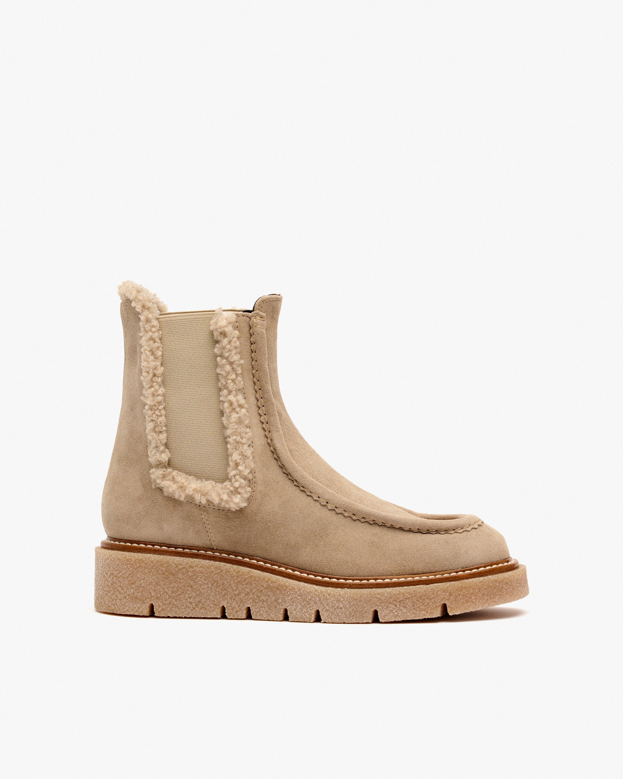 Beige suede ankle boots with side elastics PEDRO MIRALLES Grey