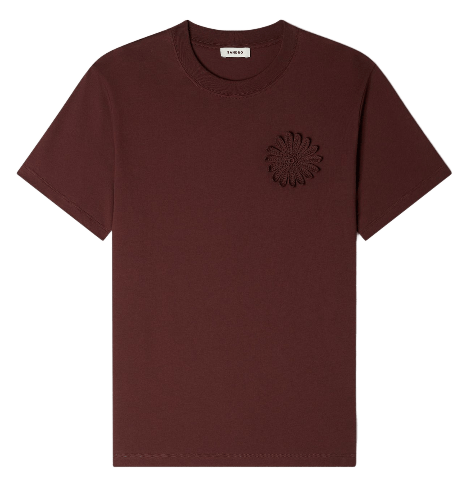 Tee-shirt droit col rond en coton SANDRO Marron
