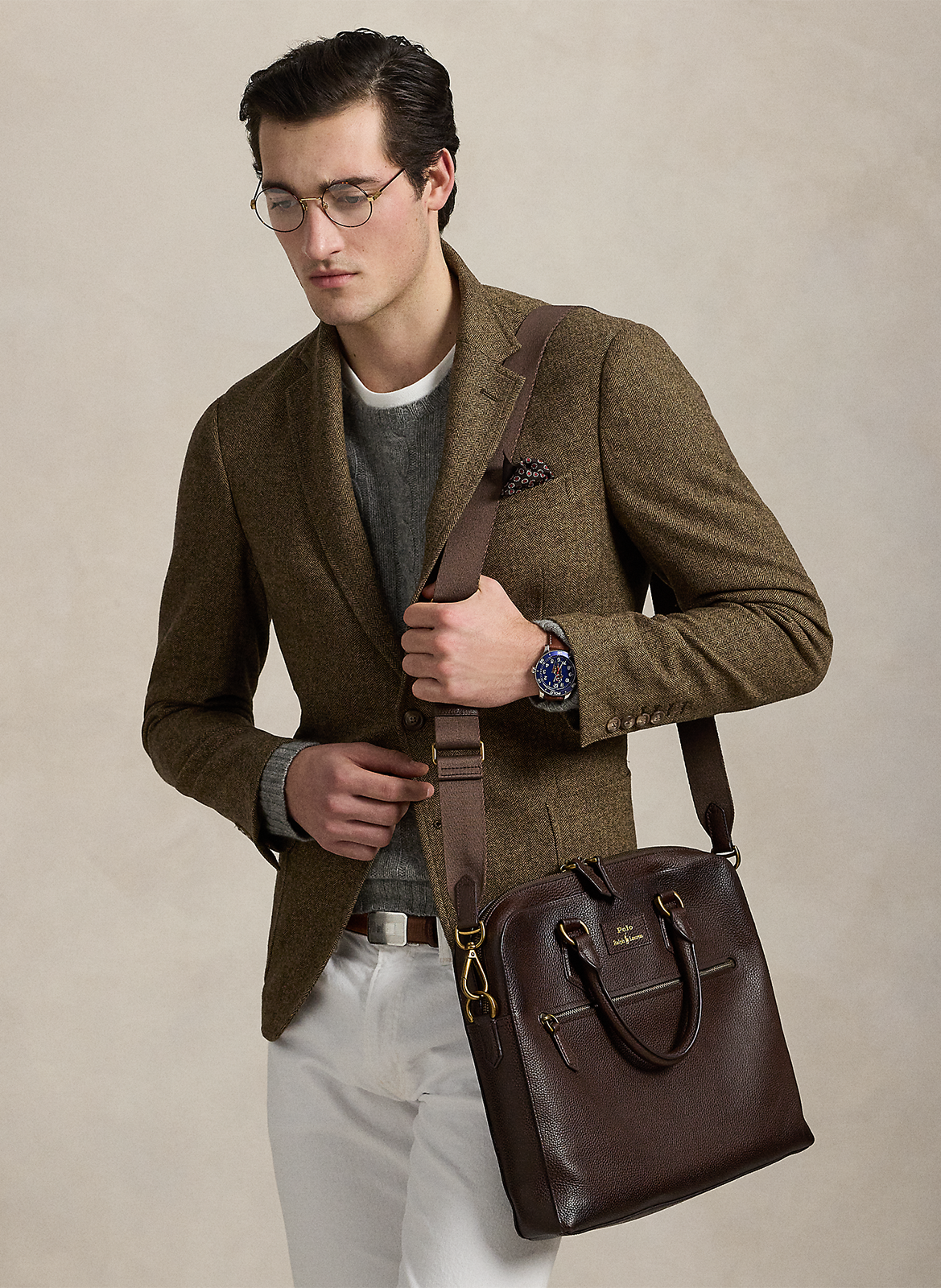 Grained leather document holder POLO RALPH LAUREN Brown