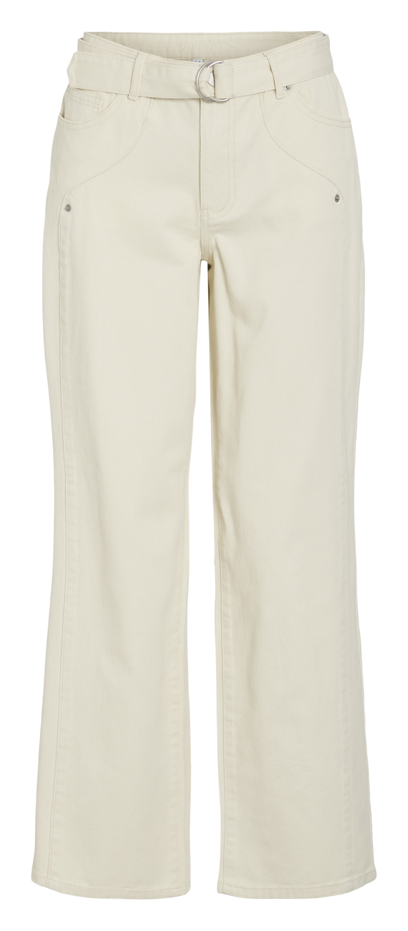 Jean droit ceinturé en denim uni VILA Beige