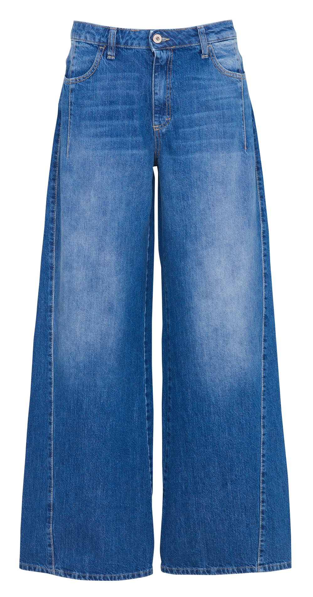 Jean large taille haute en coton PLEASE Bleu