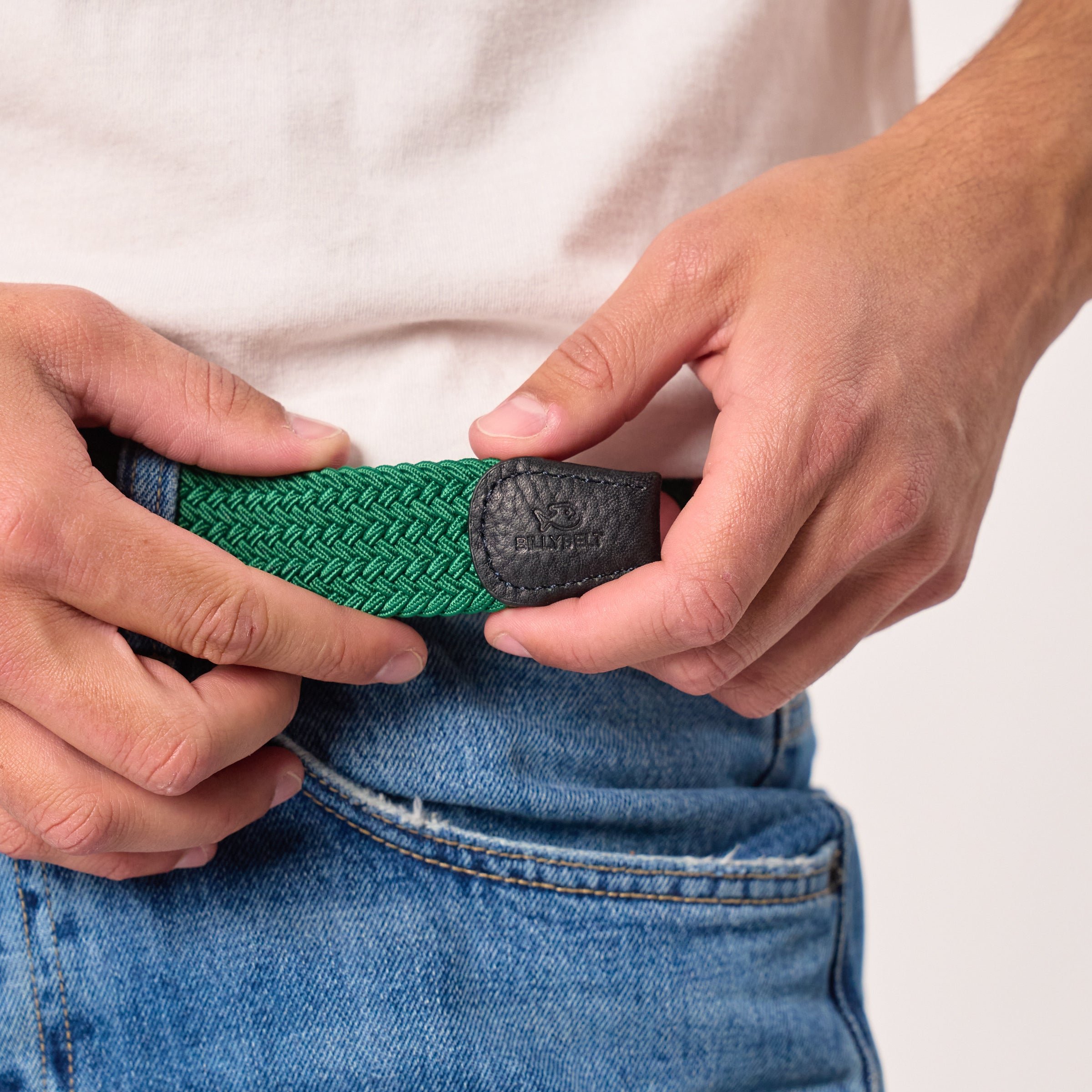 Solid Elastic Braided Belt BILLYBELT Green