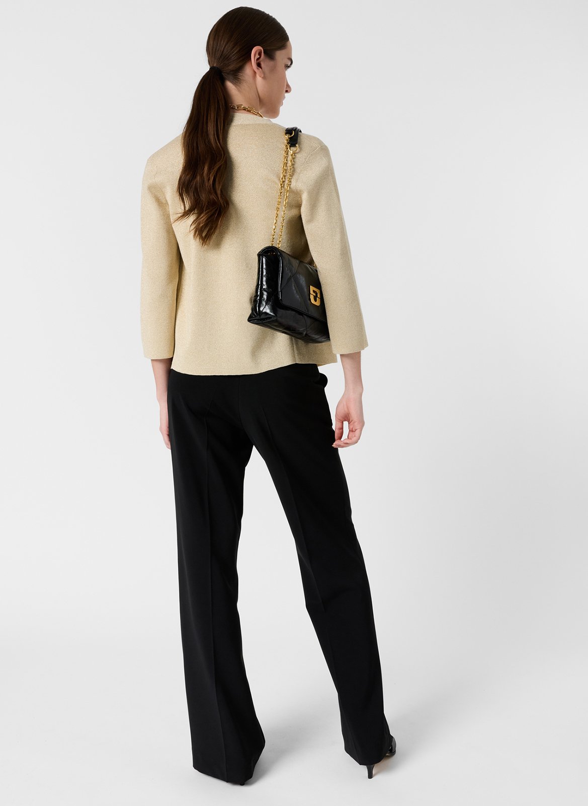 Shawl collar cardigan in lurex knit GERARD DAREL Yellow