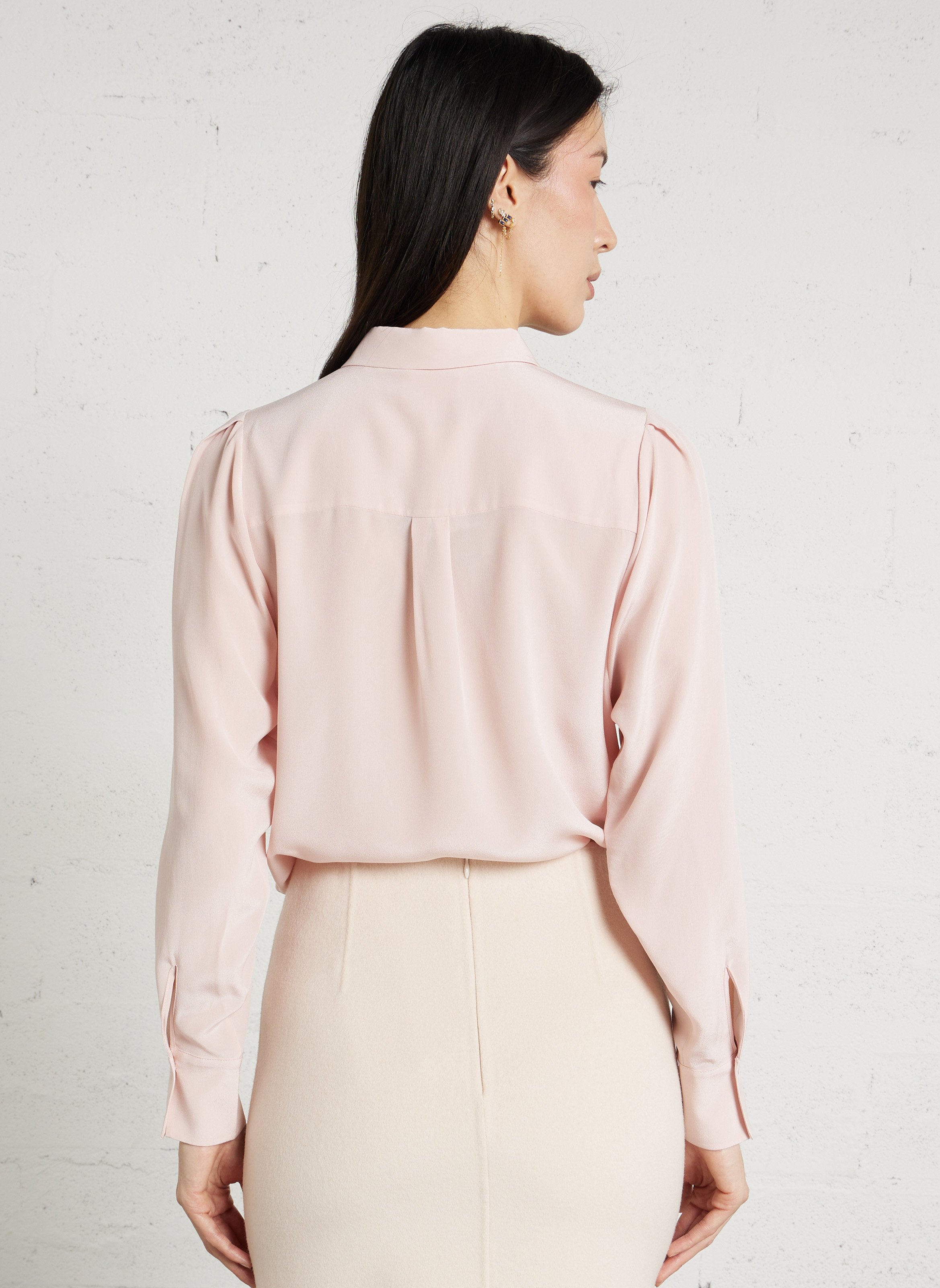 Straight-cut silk shirt with classic collar MAISON 123 Pink