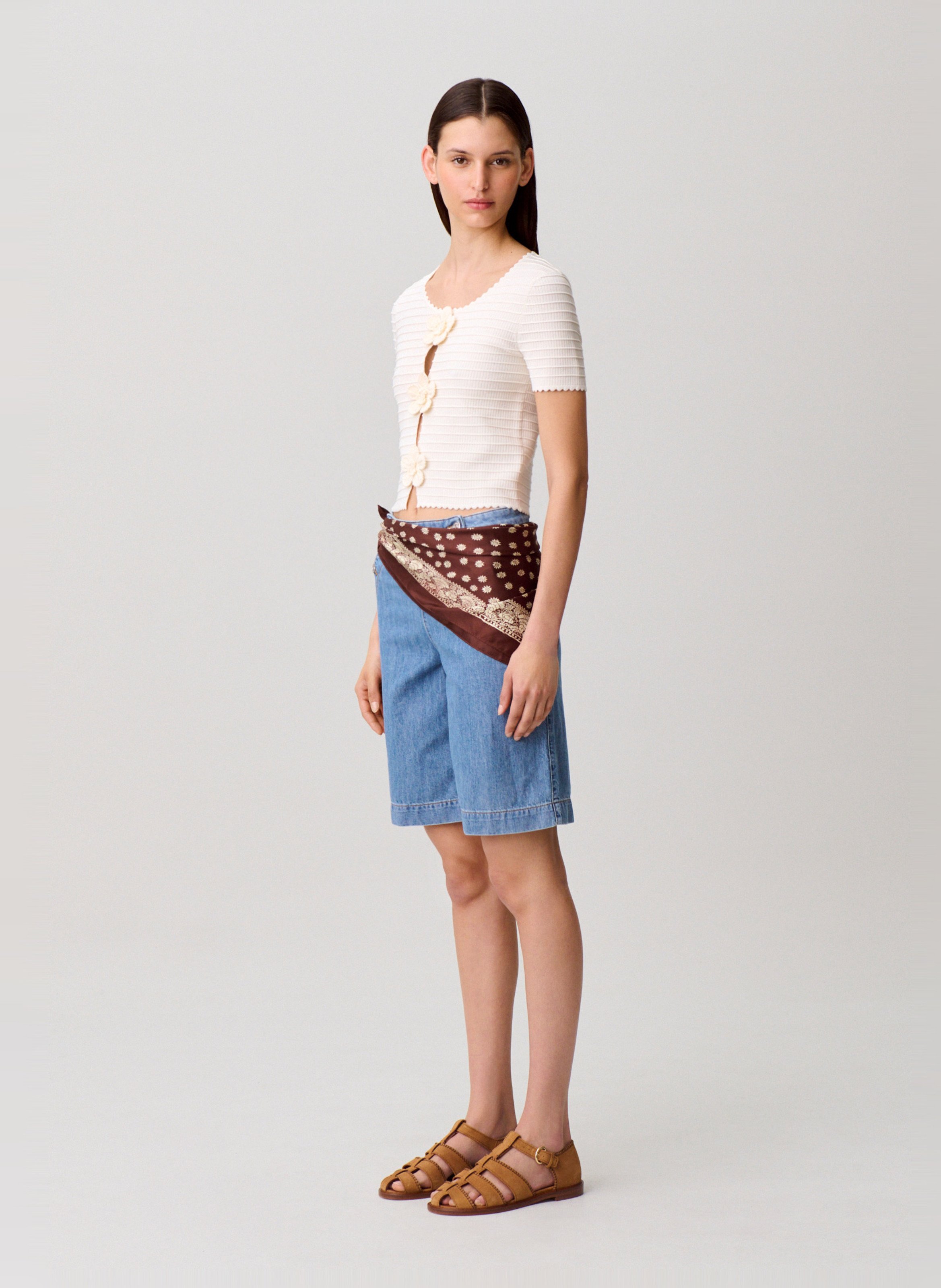 Straight round-neck knit sweater CLAUDIE PIERLOT Beige