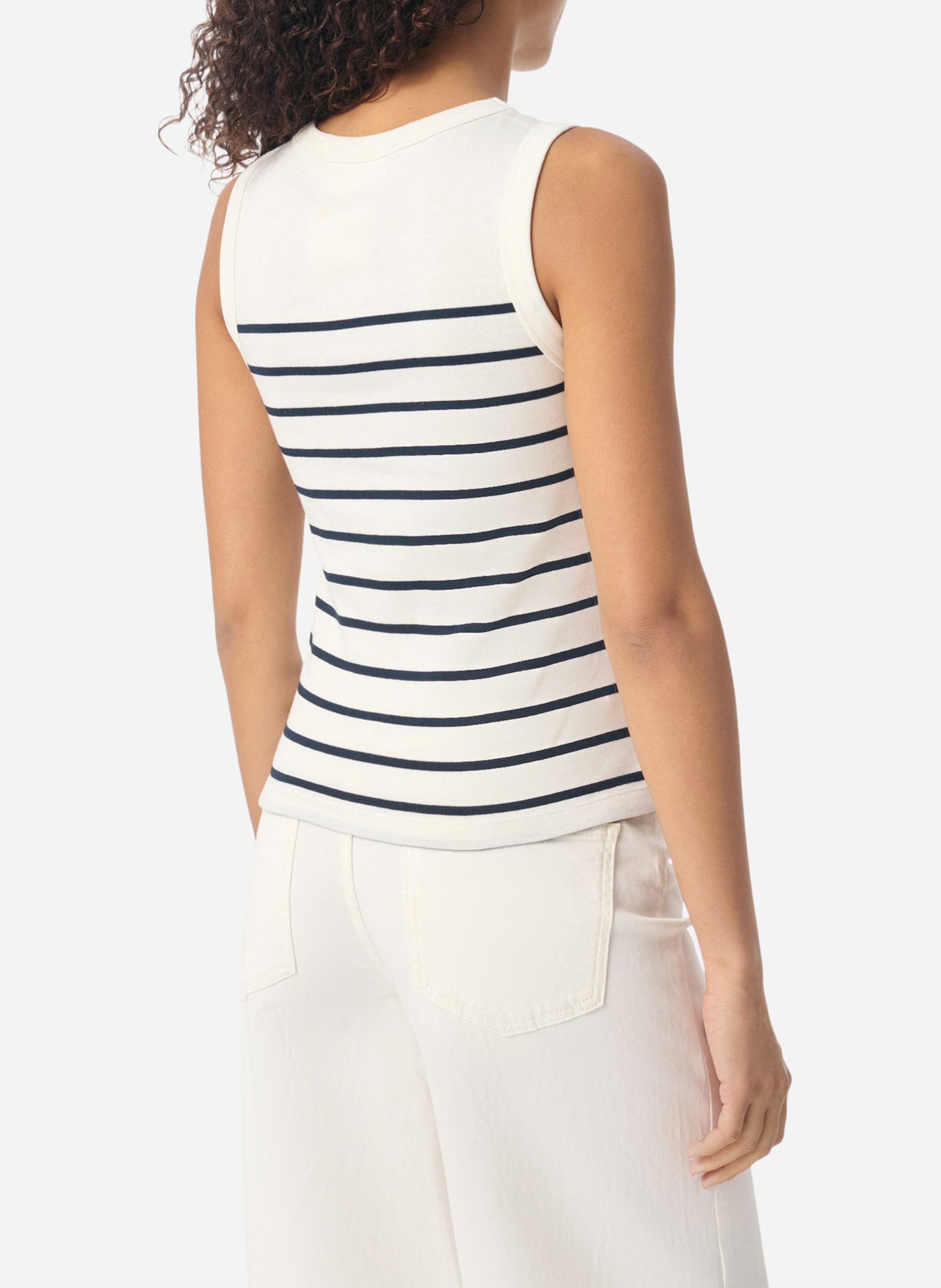 Débardeur ajusté en maille fine rayée VANESSA BRUNO Blanc