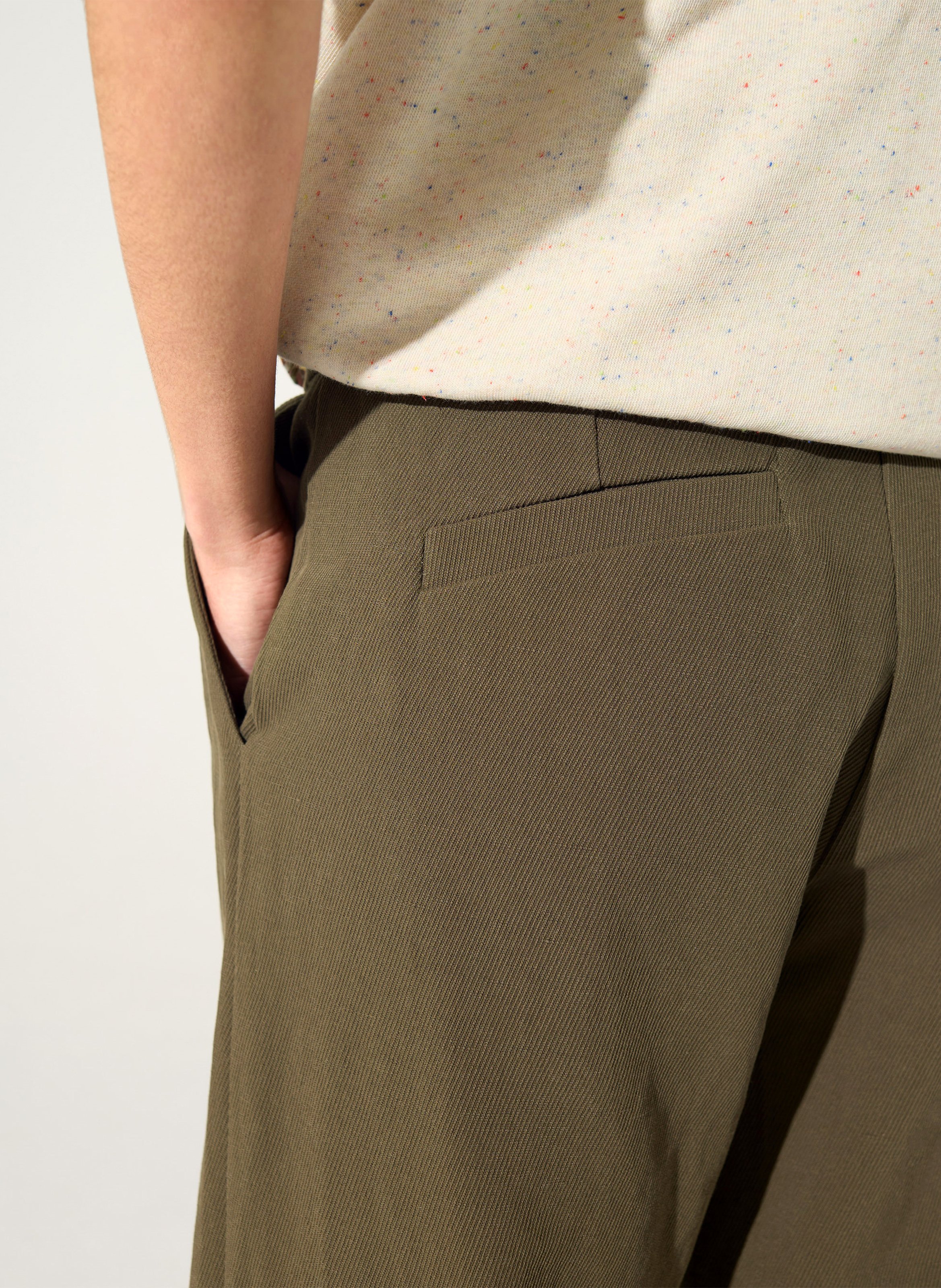 Wide-leg trousers in mixed cotton. COTELAC Green