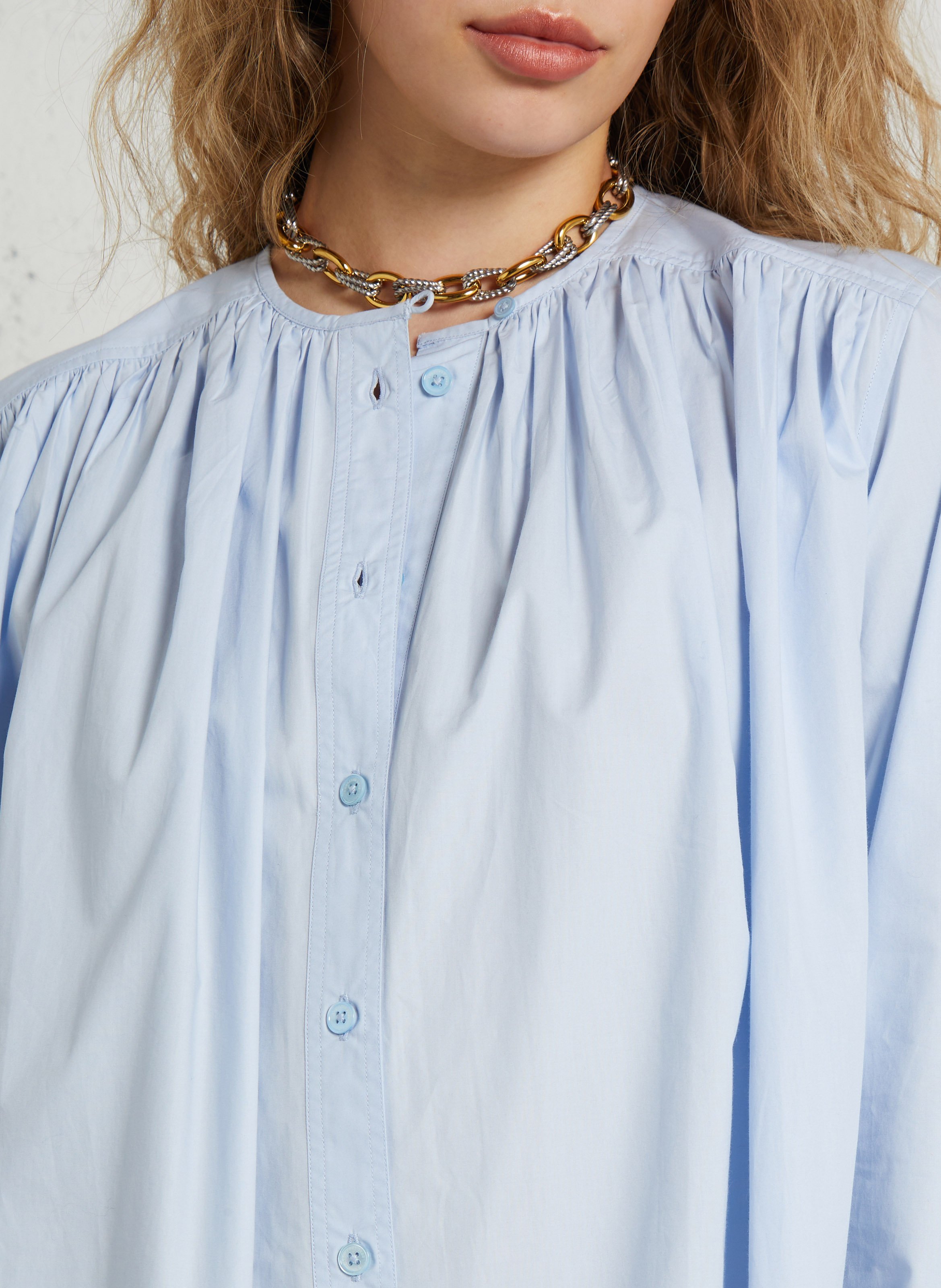 Solid straight buttoned long dress LAURENCE BRAS Blue