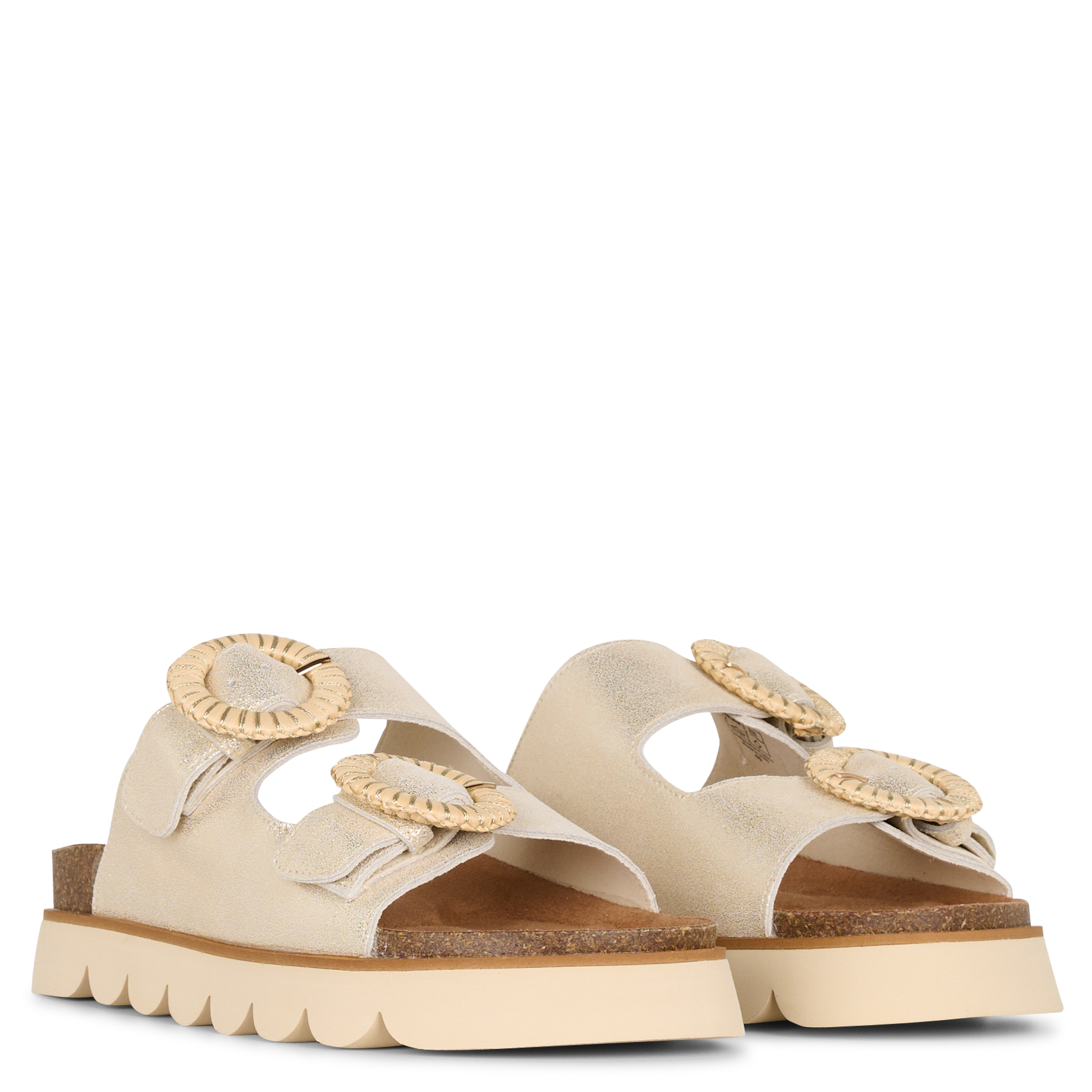 Sandales plates en cuir NO NAME Doré