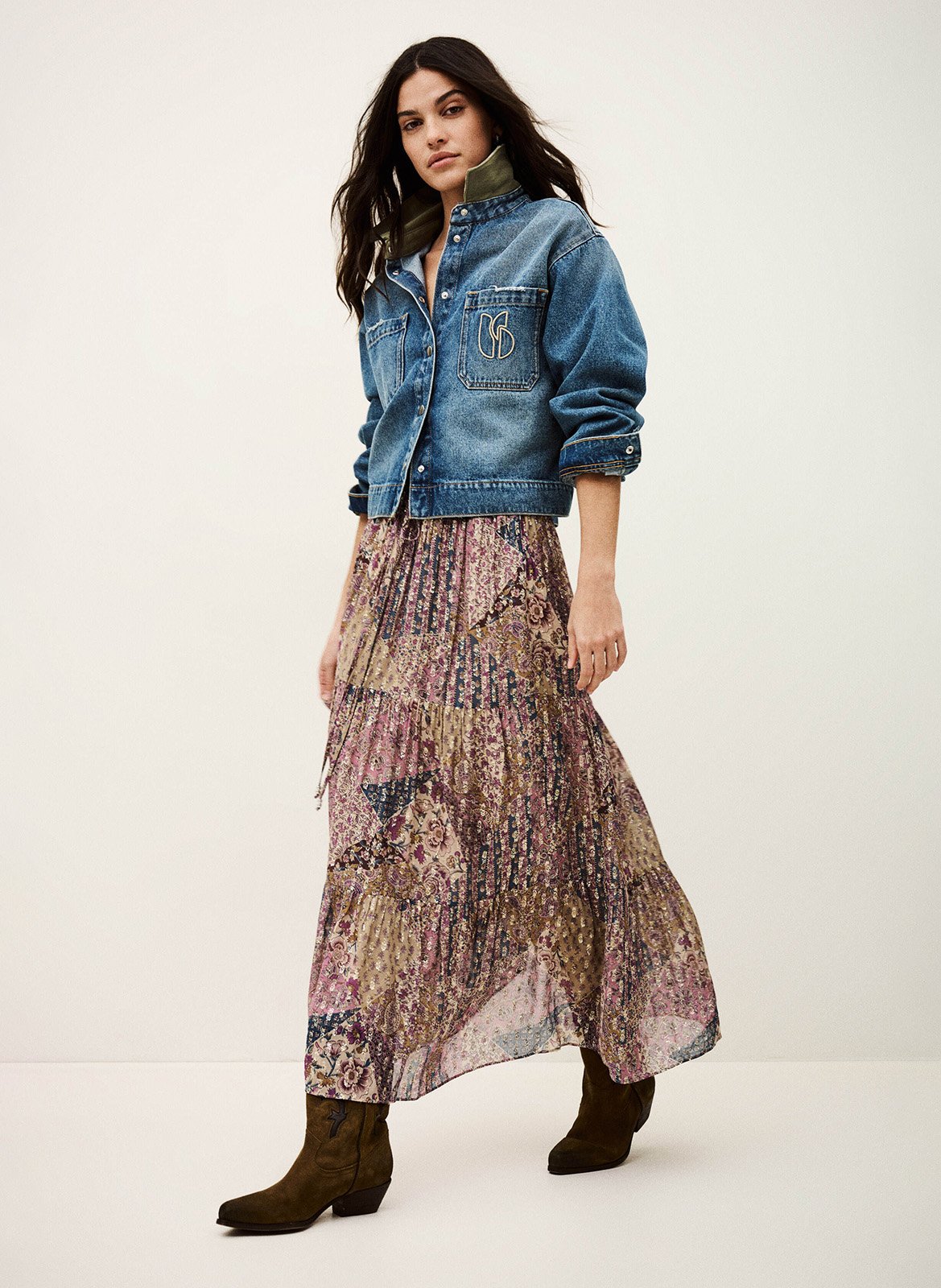 Lange, gerende rok BA&SH Roze