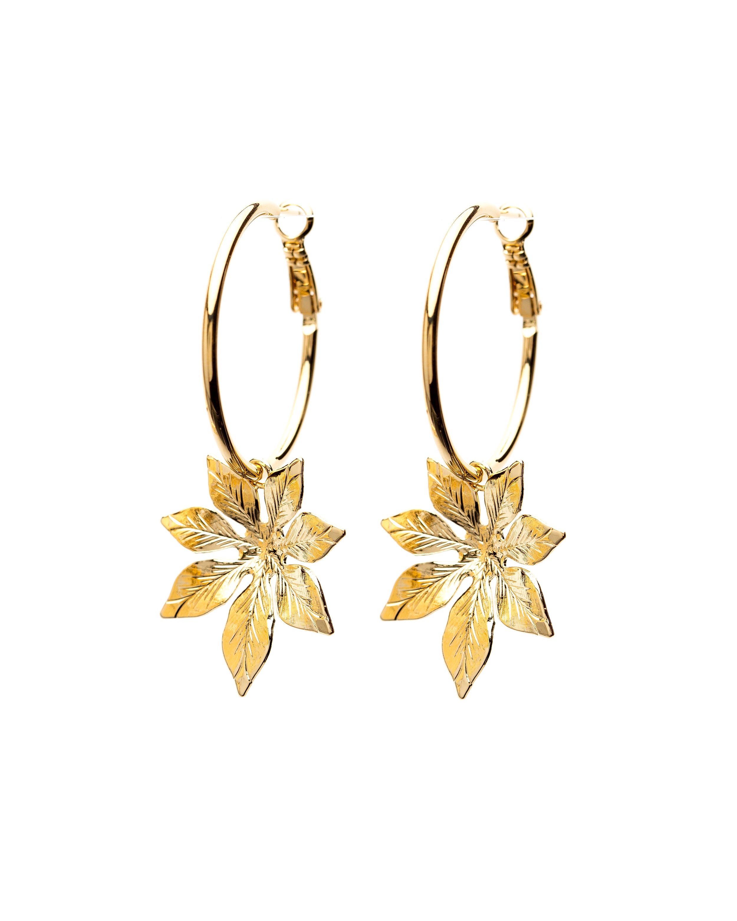 Small silver-plated flower hoop earrings MONSIEUR SIMONE Golden