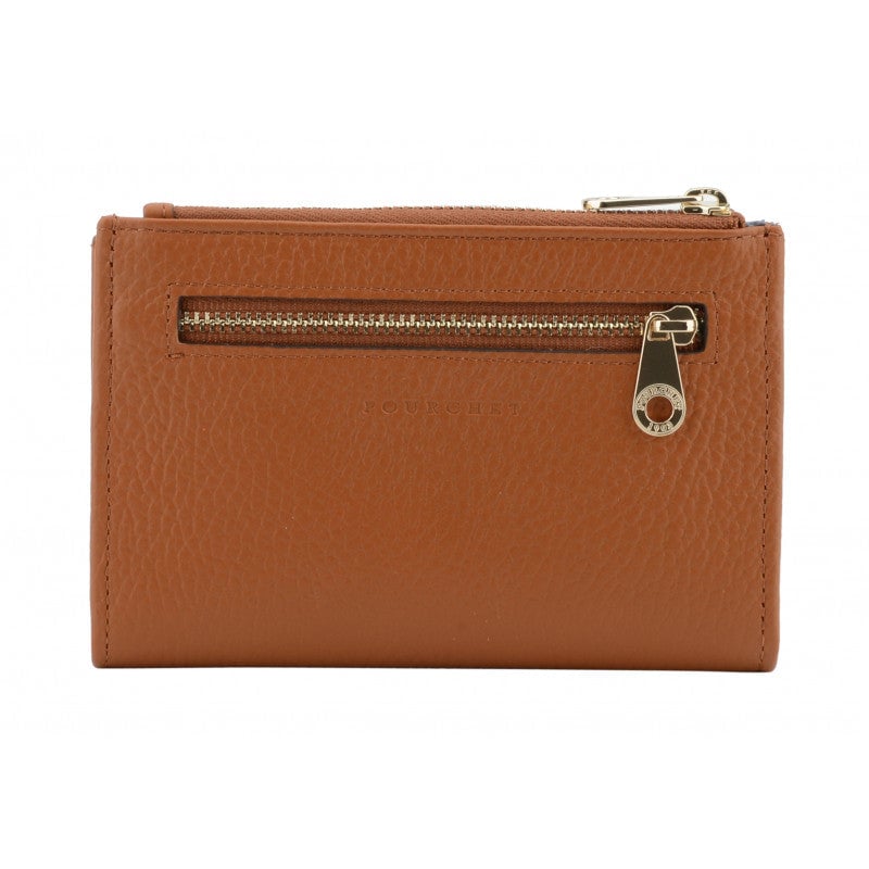 Grained calfskin wallet POURCHET Golden