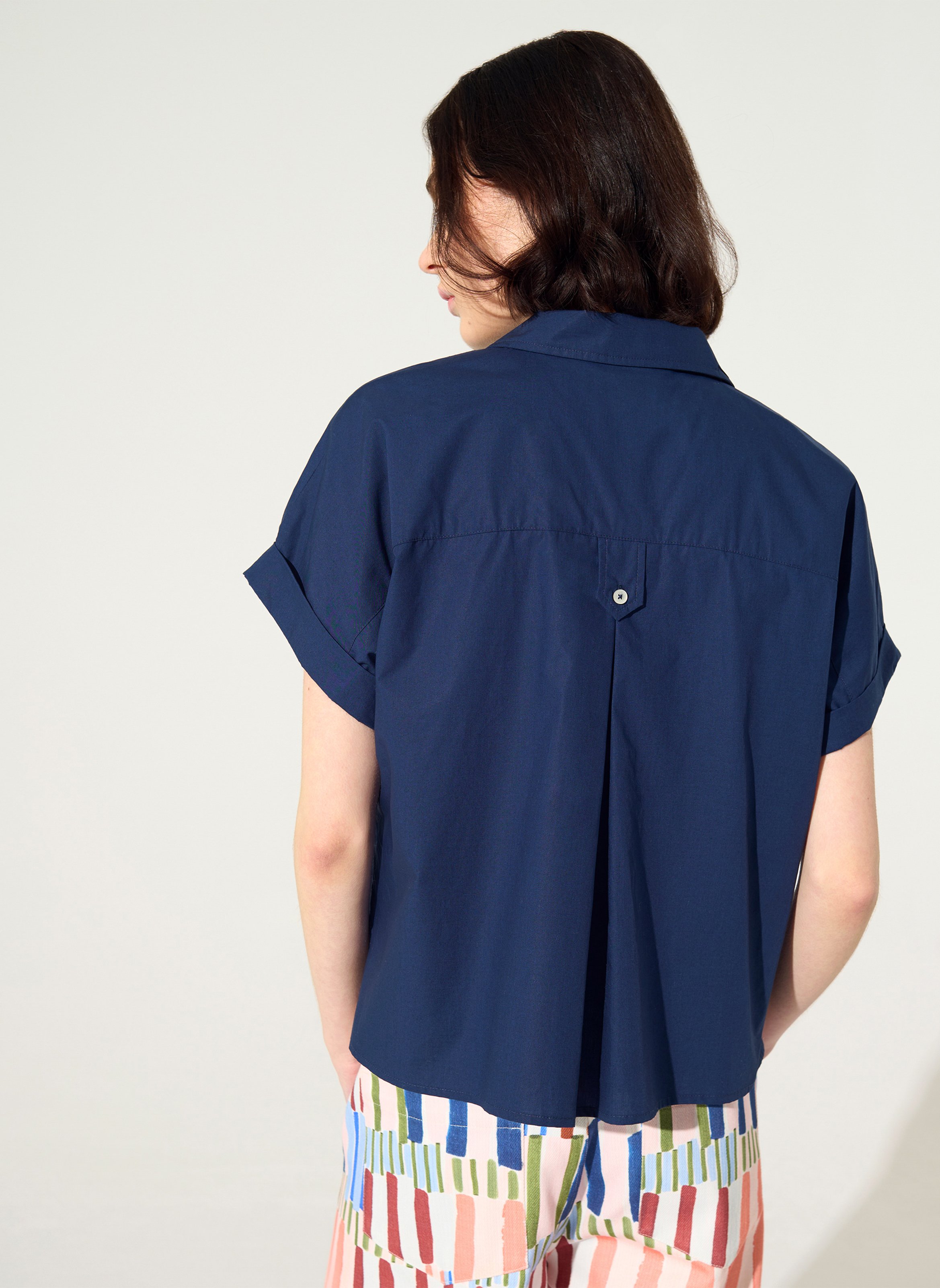 Chemise ample col classique en coton bio COTELAC ACOTE Bleu