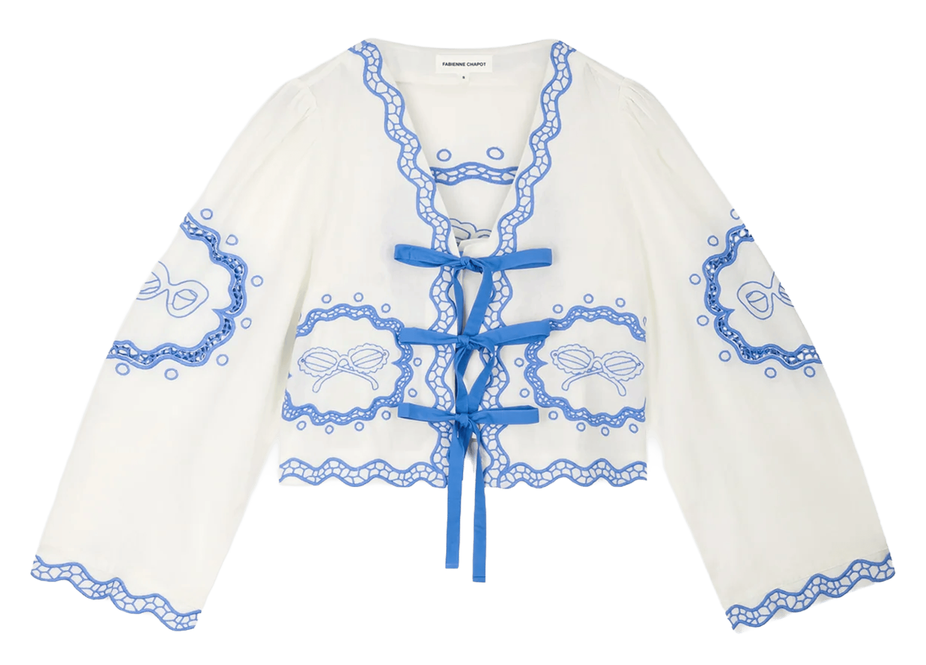 Mixed cotton v-neck top FABIENNE CHAPOT