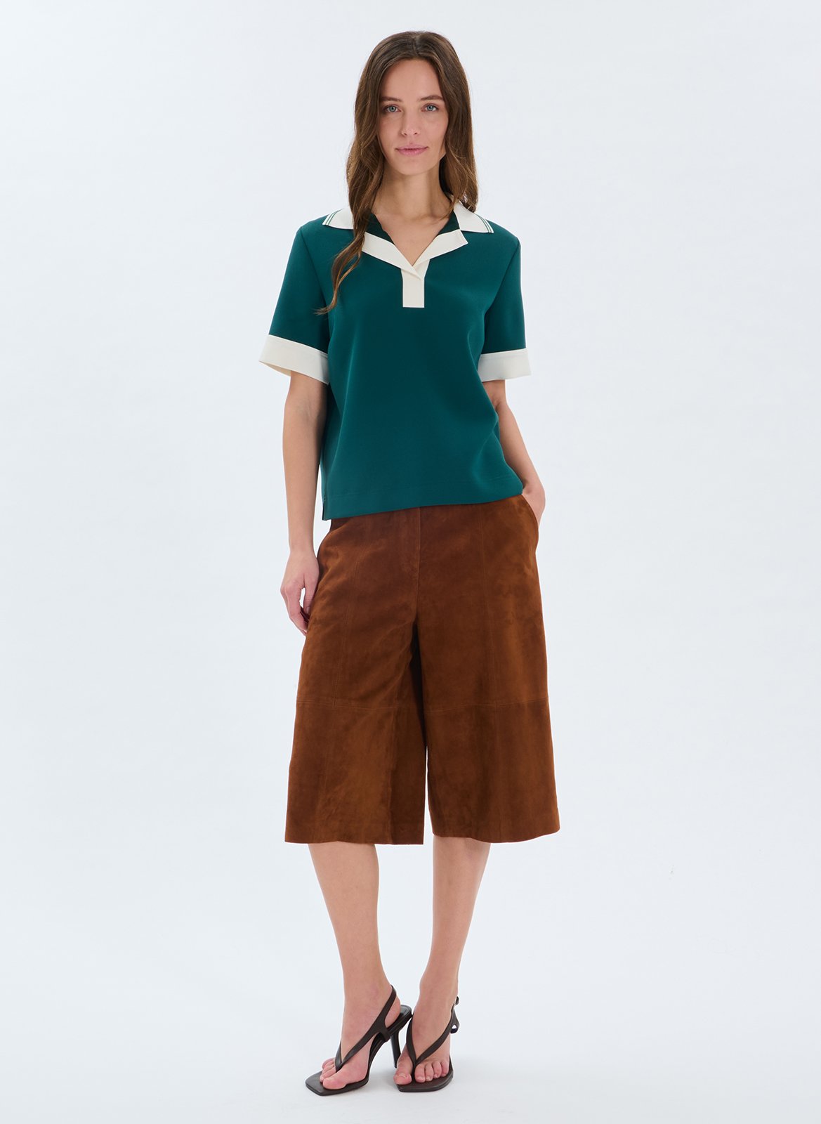 Polo with a collar and lapel ZAPA Green