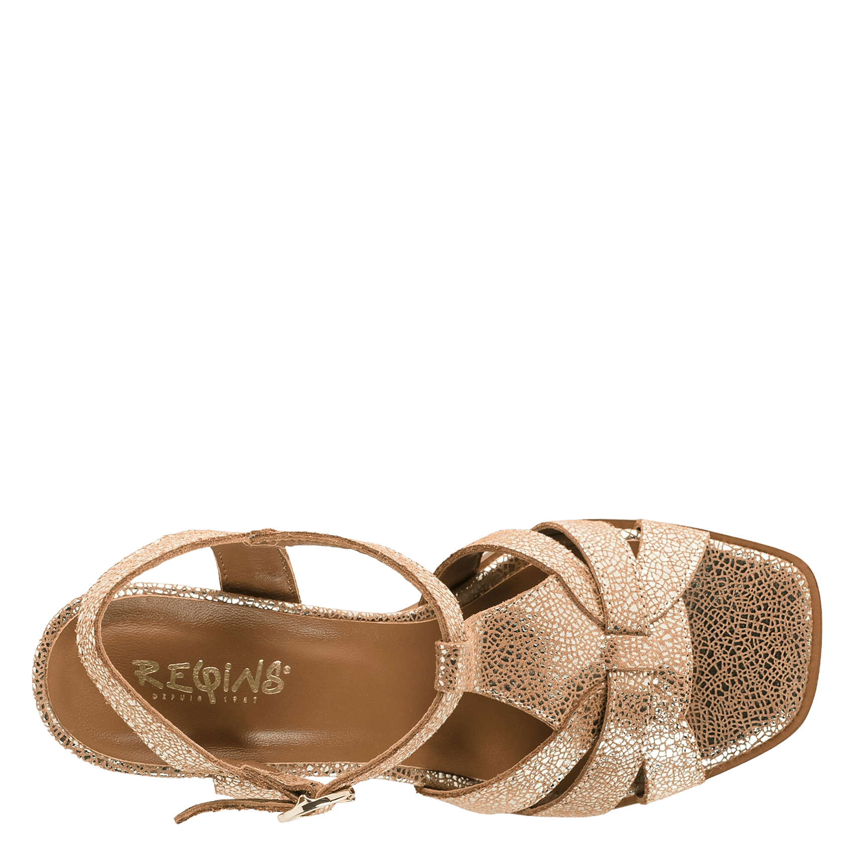 Heeled metallic leather sandals REQINS Golden