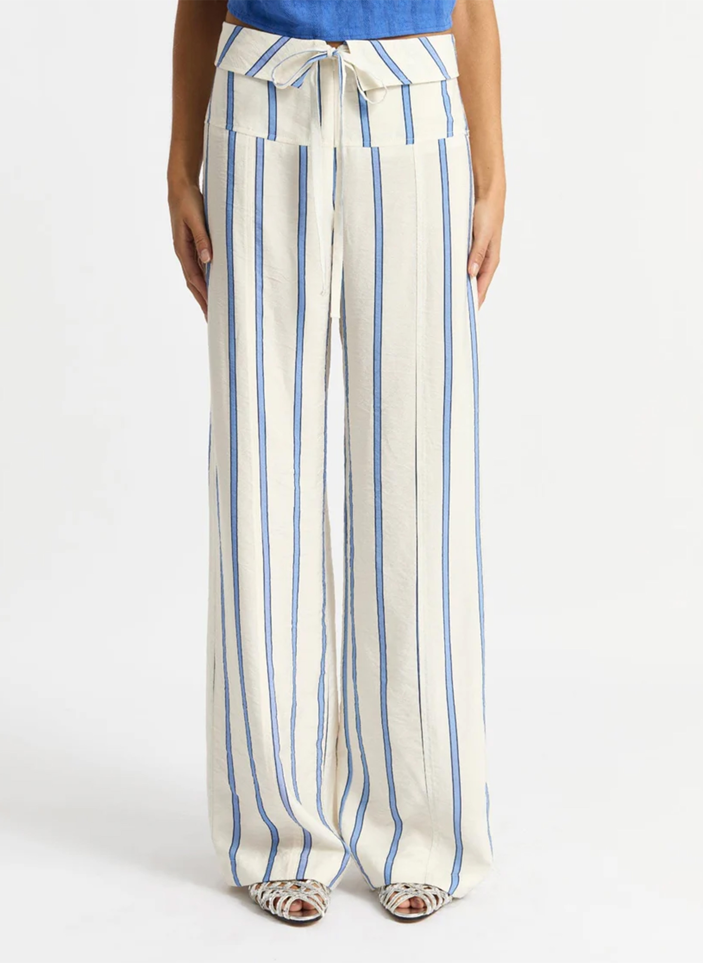 Straight striped cotton pants LAAGAM White