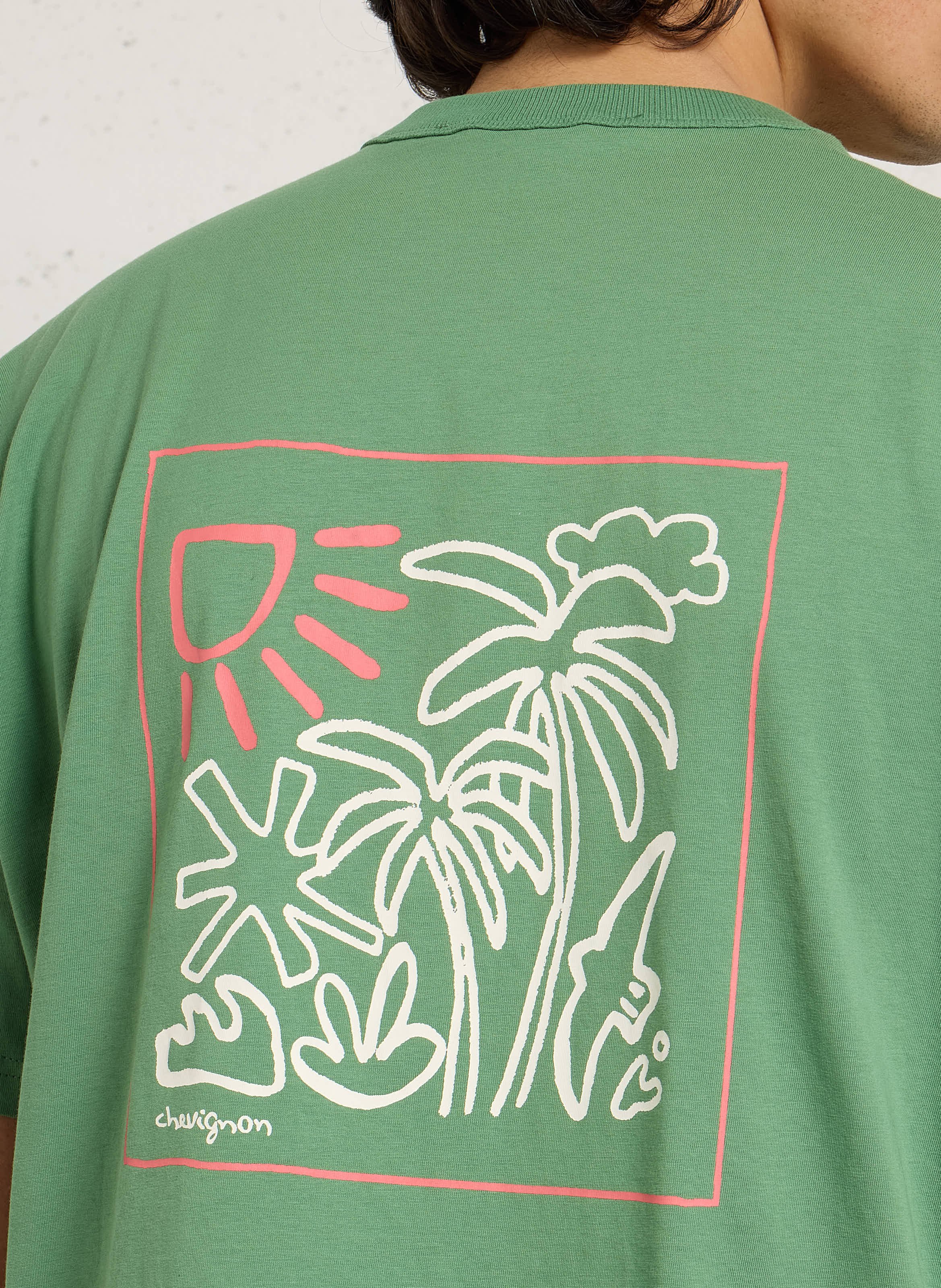 T-Shirt mit geradem Schnitt und Bio-Baumwolle bedruckt CHEVIGNON Grun